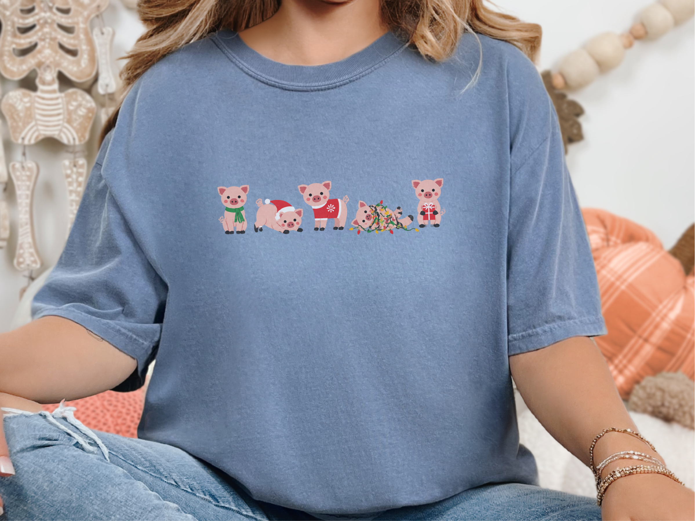 Cute Christmas Pigs Lineup funny shirt - photo 7