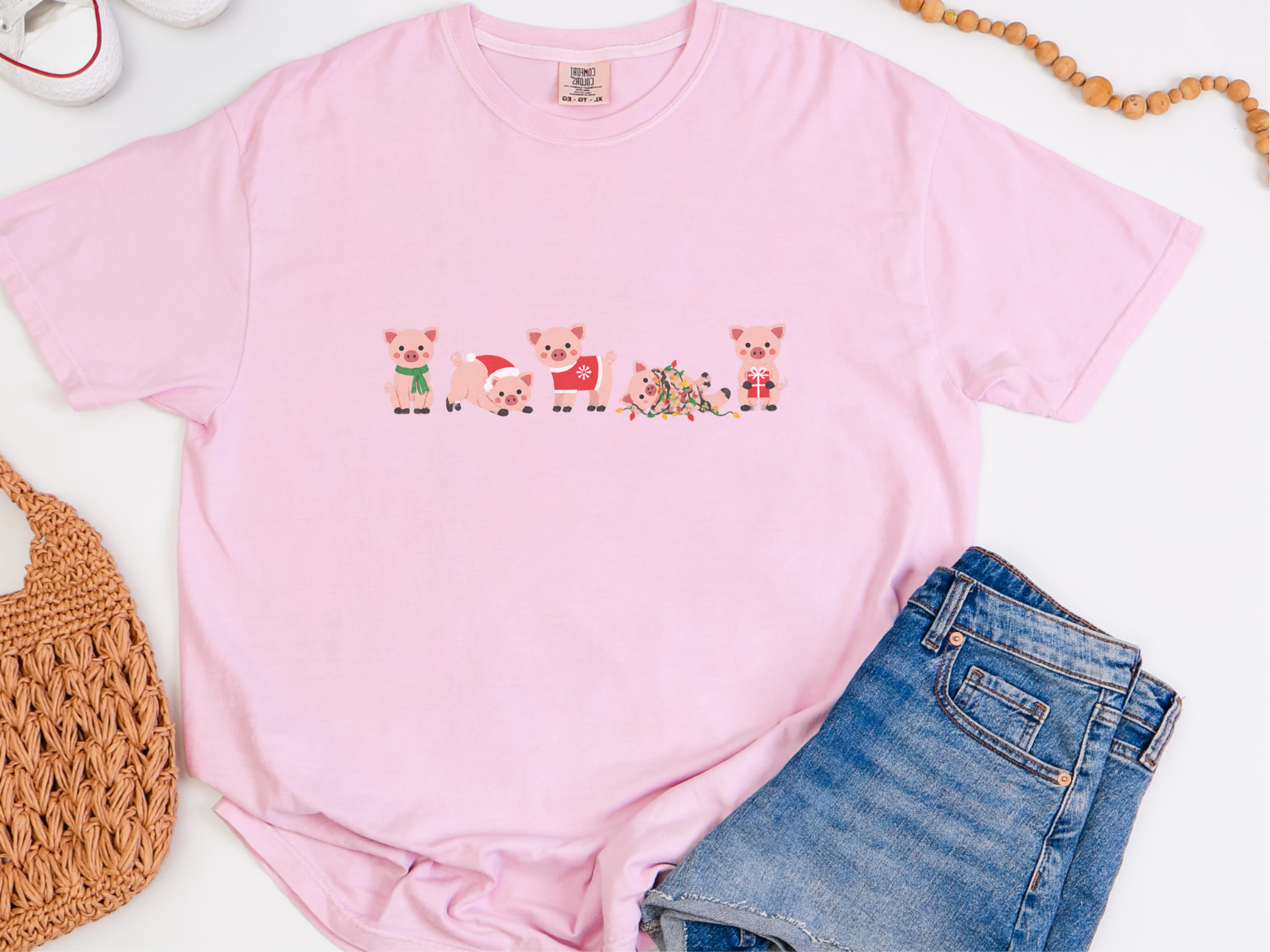 Cute Christmas Pigs Lineup funny shirt - photo 4