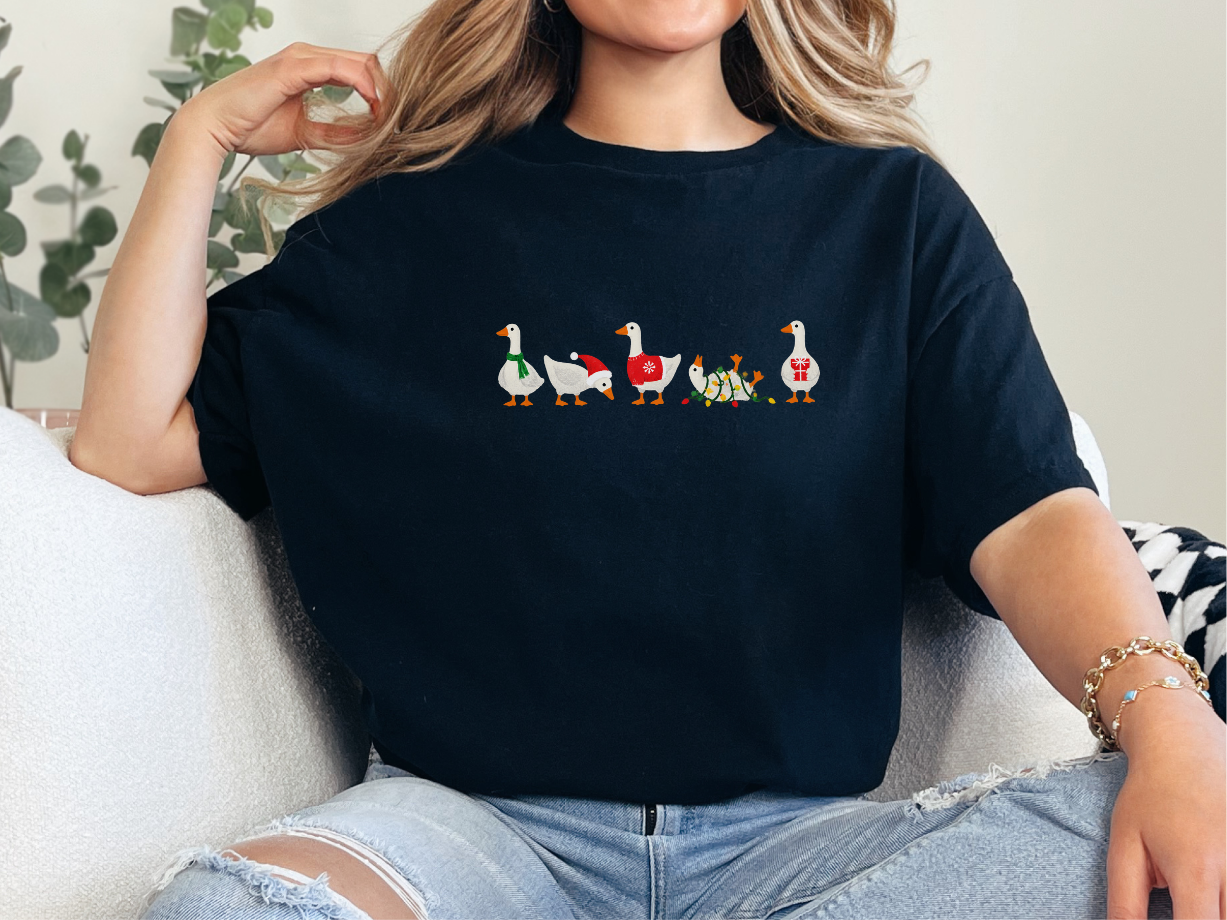 Festive Christmas Goose Lineup funny shirt - photo 1
