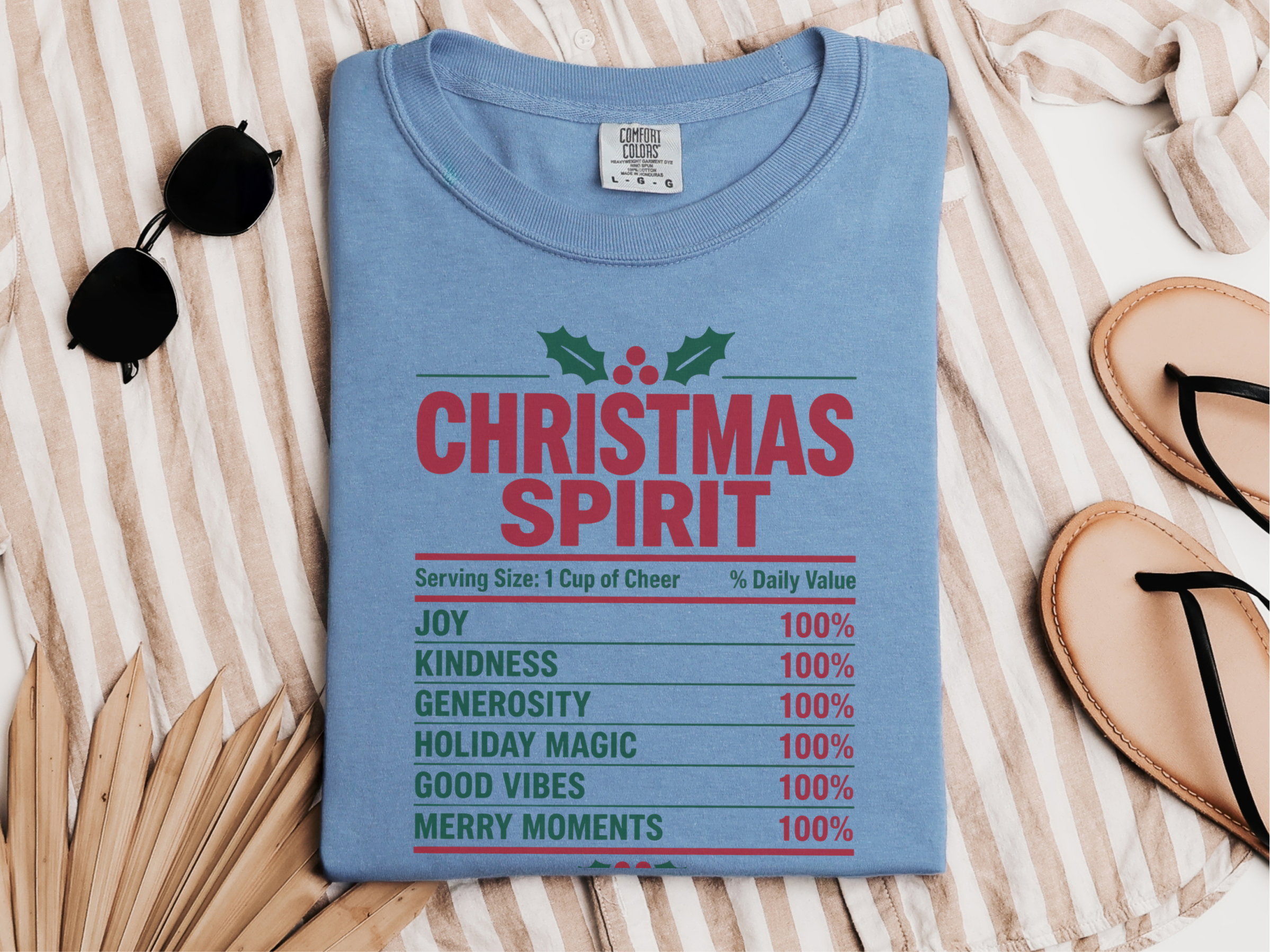 Christmas Spirit Nutrition Facts Label funny shirt - photo 5