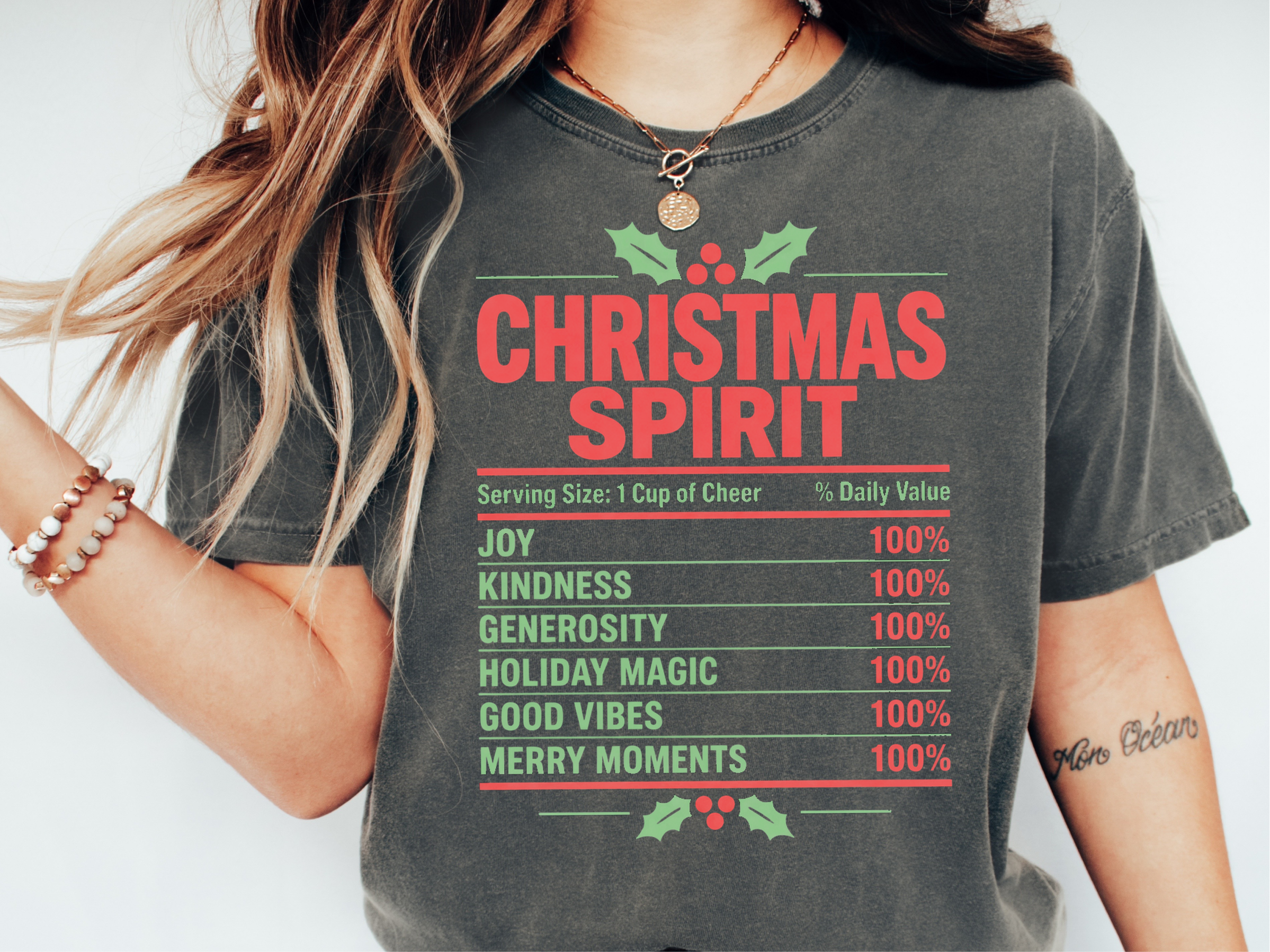 Christmas Spirit Nutrition Facts Label funny shirt - photo 2
