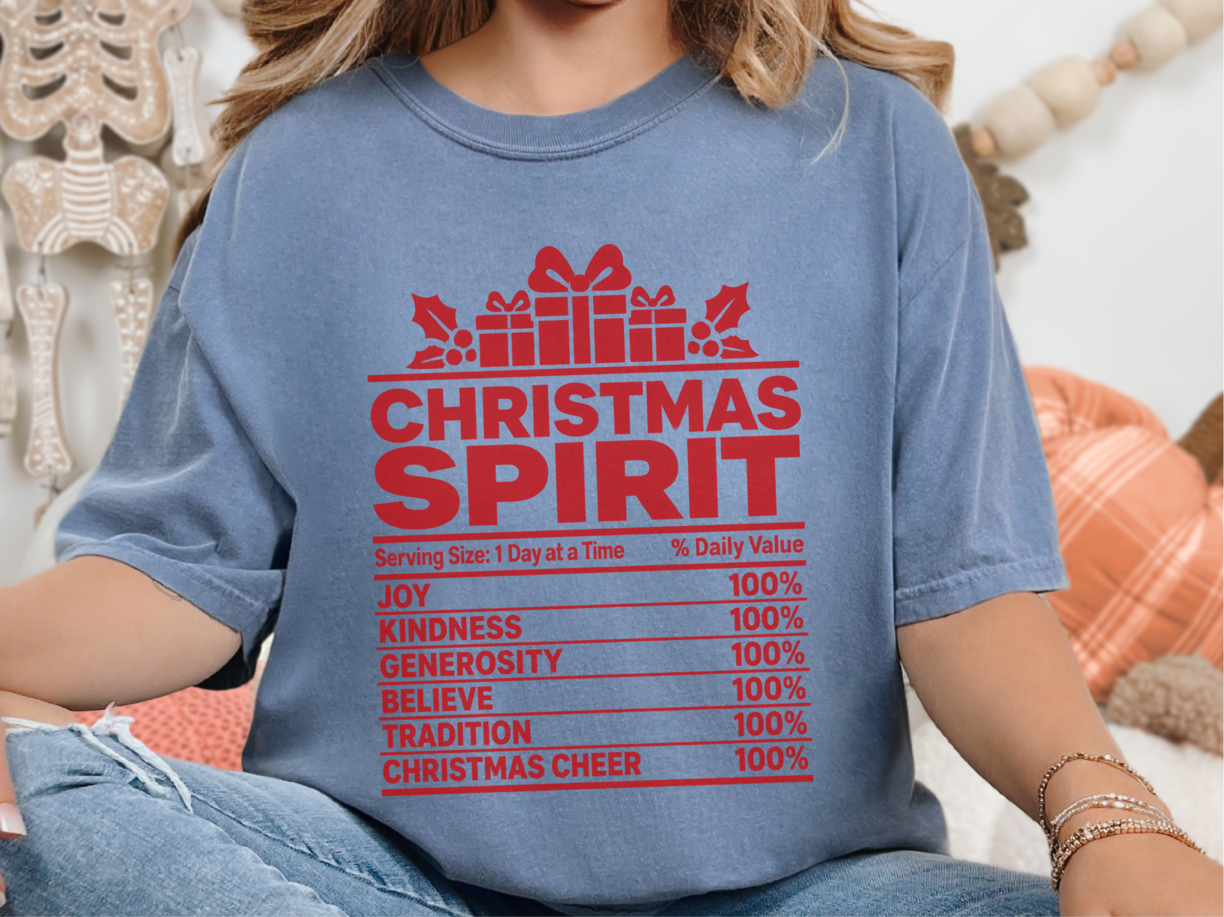 Christmas Spirit Nutrition Label Shirt Funny Family Christmas Tee
