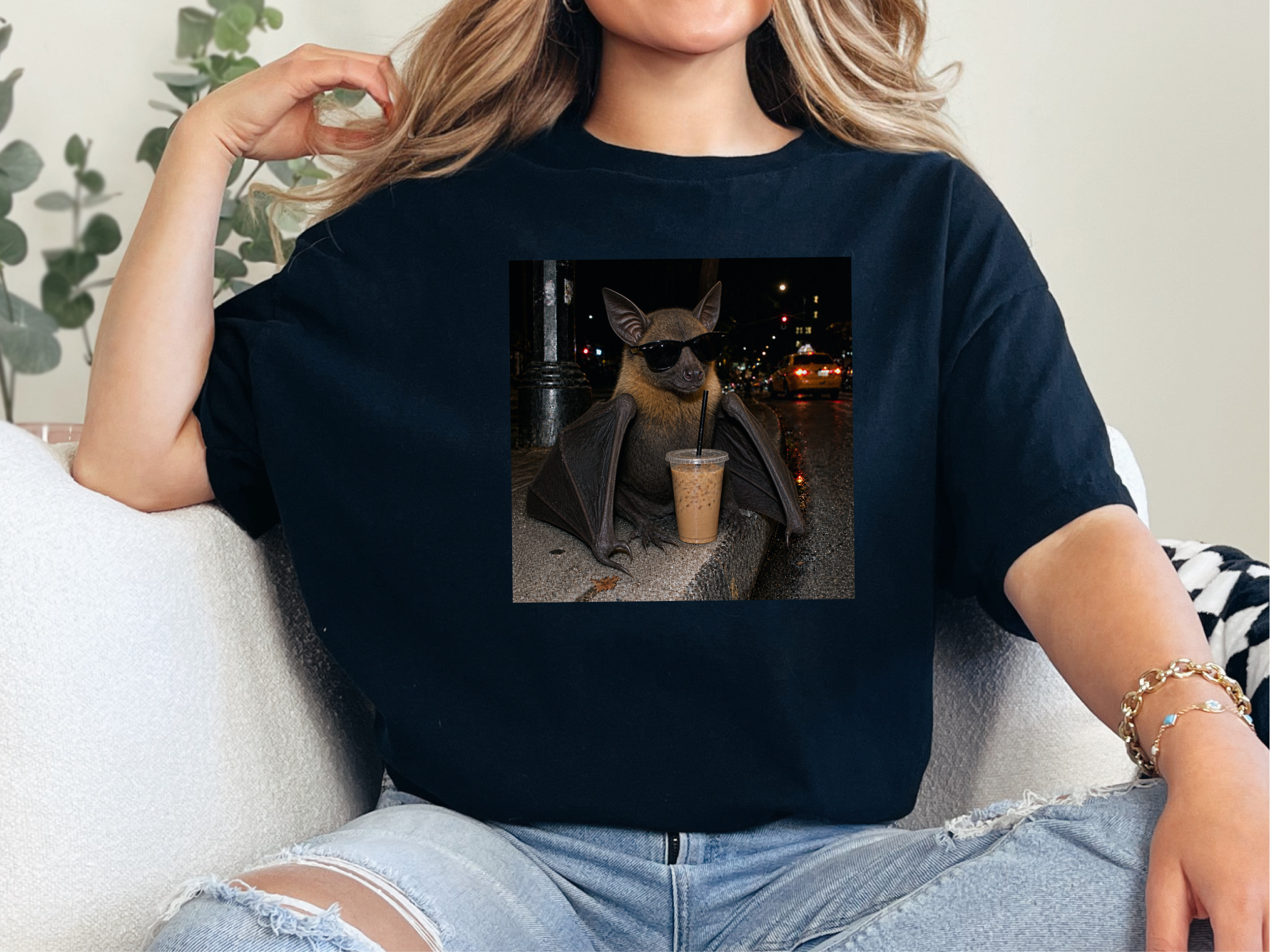 Cool Bat Drinking Coffee funny shirt - photo 3