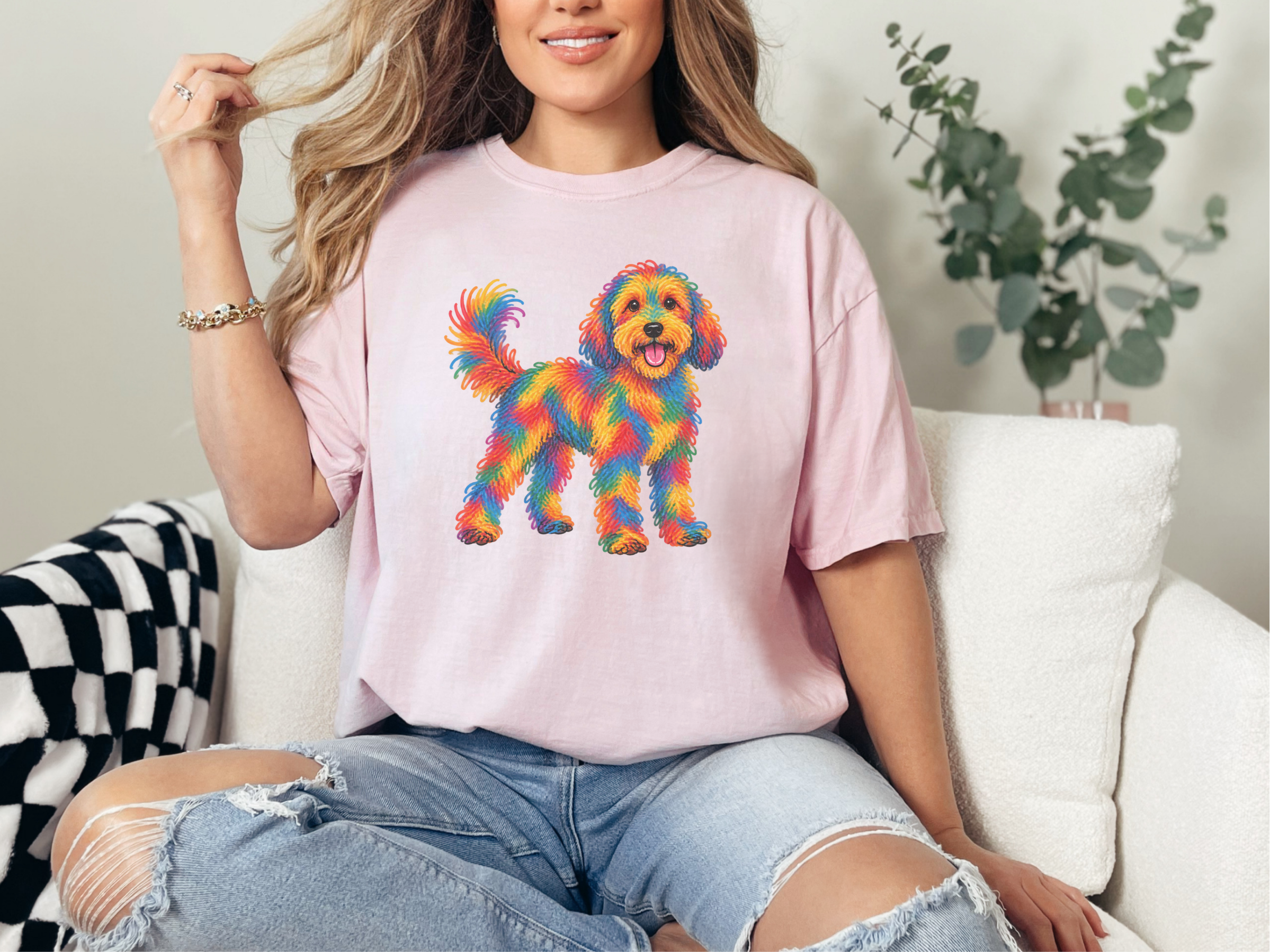 Rainbow Colorful Cockapoo Dog doodle dog shirt - photo 7