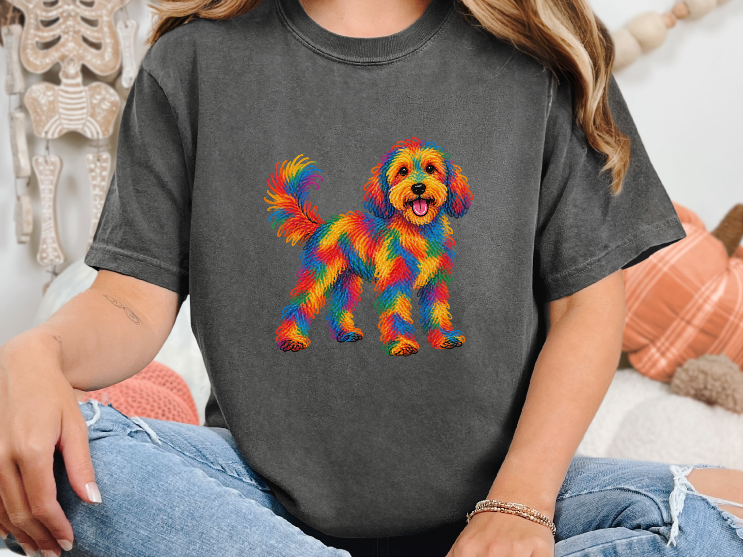 Rainbow Colorful Cockapoo Dog doodle dog shirt - photo 6