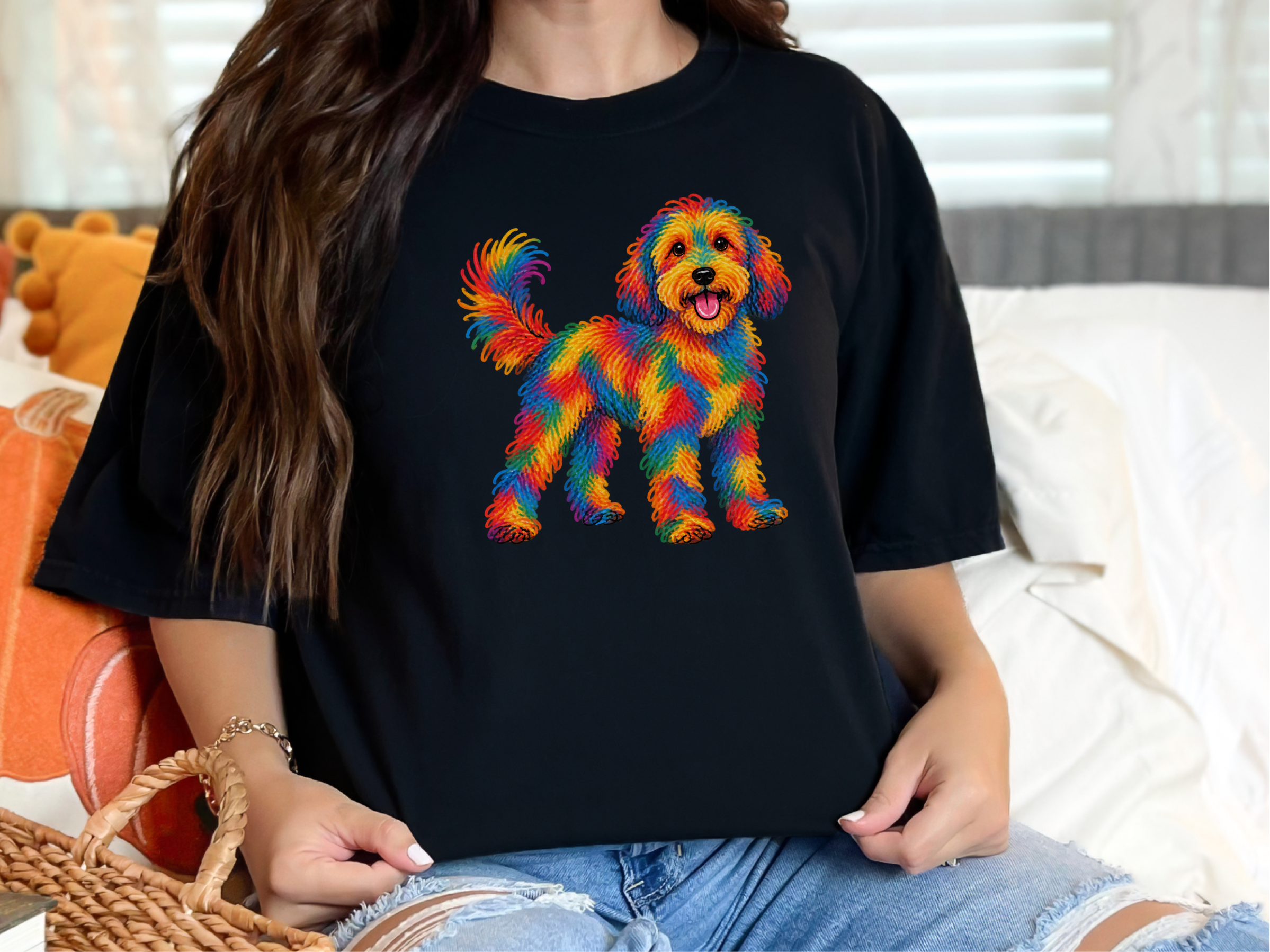 Rainbow Colorful Cockapoo Dog doodle dog shirt - photo 2