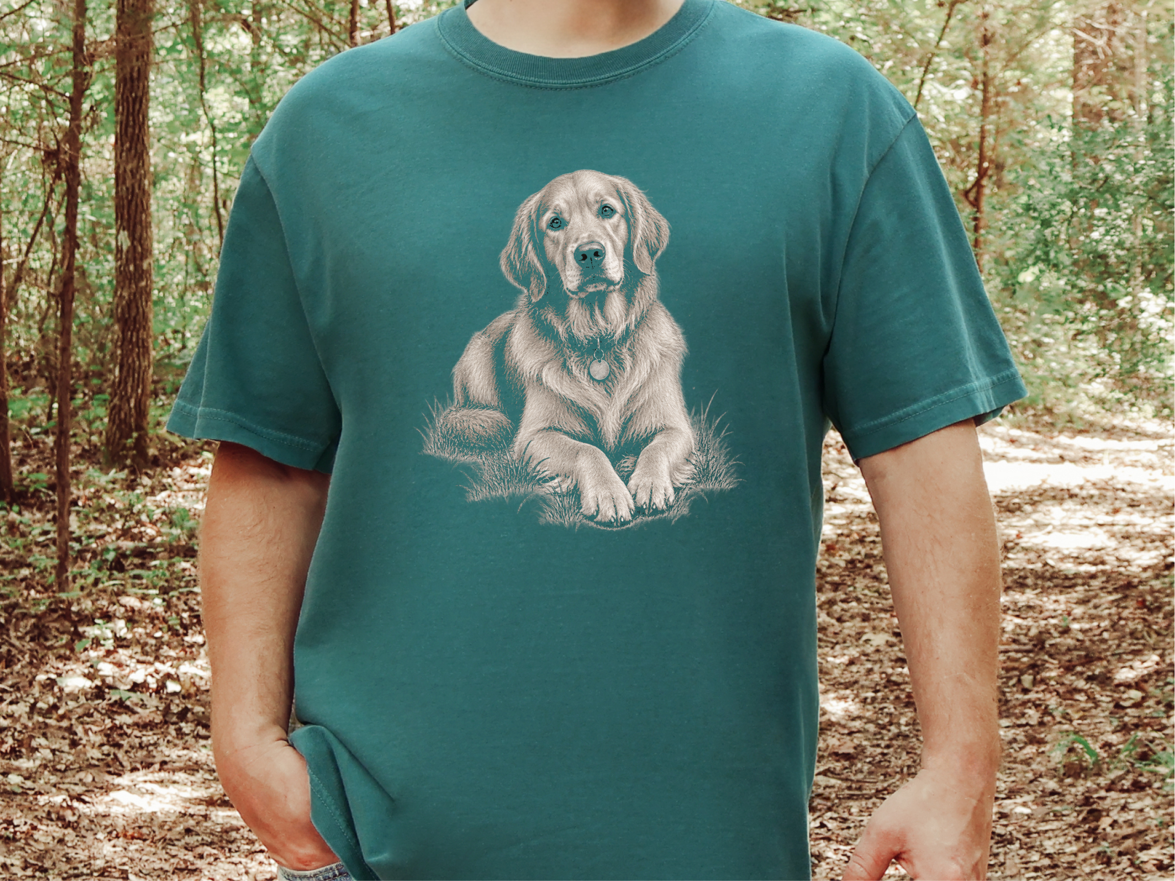 Golden Retriever Lying In Grass doodle dog shirt - photo 6