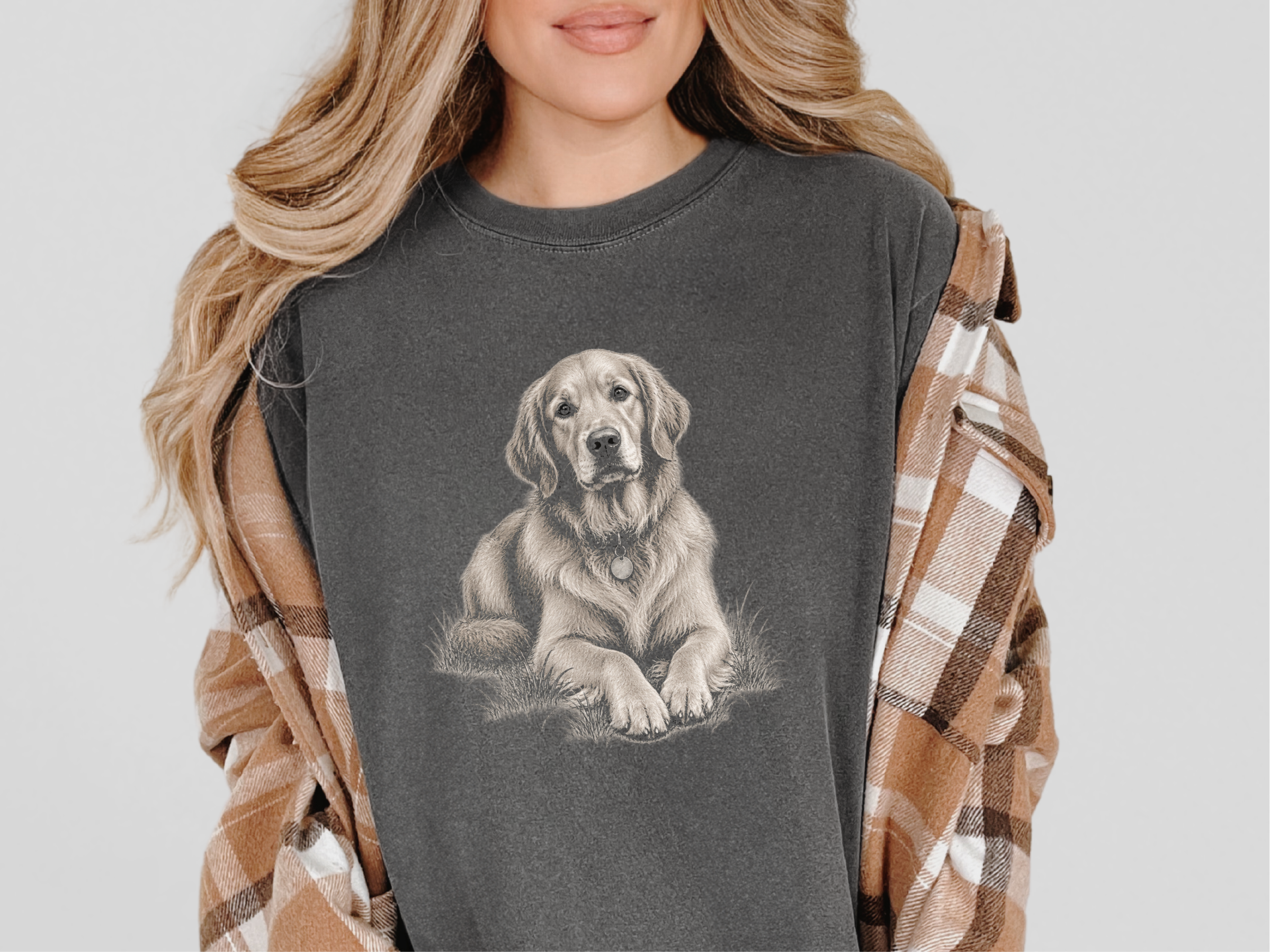 Golden Retriever Lying In Grass doodle dog shirt - photo 4
