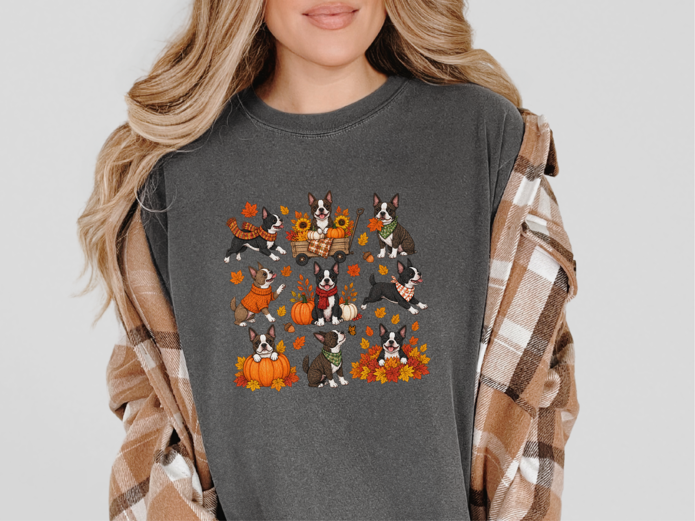 Boston Terriers Fall Activities doodle dog shirt - photo 5
