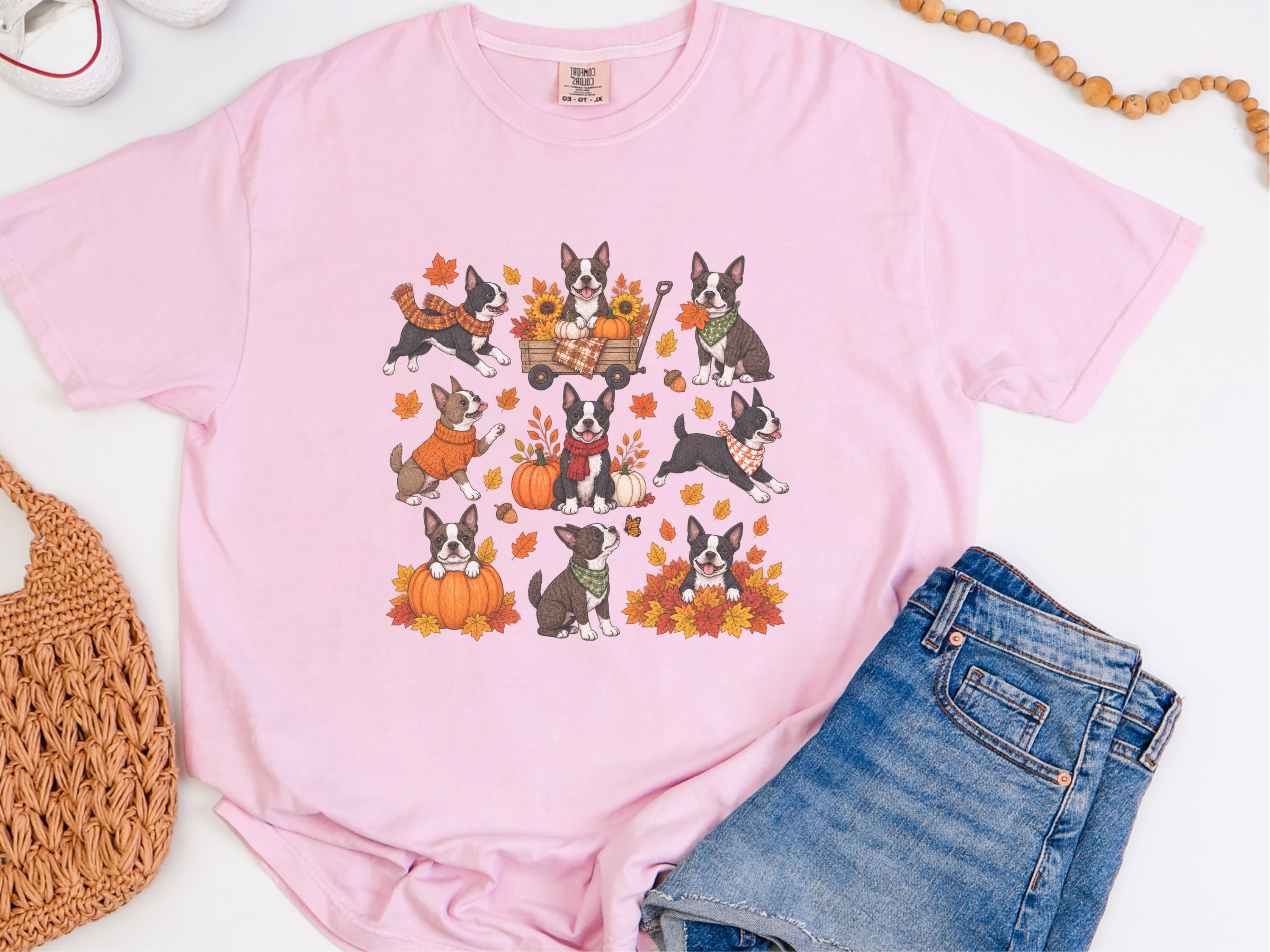 Boston Terriers Fall Activities doodle dog shirt - photo 6