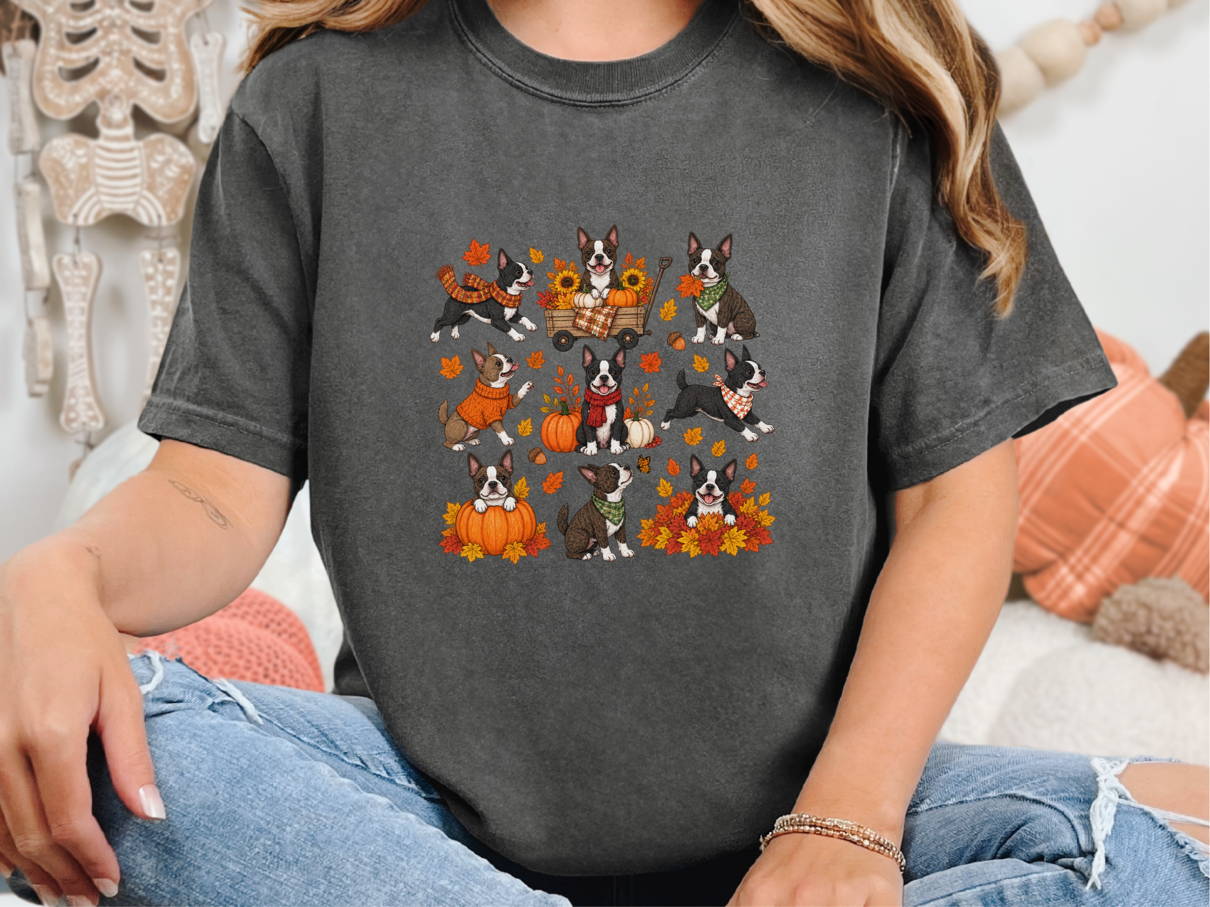 Boston Terriers Fall Activities doodle dog shirt - photo 4
