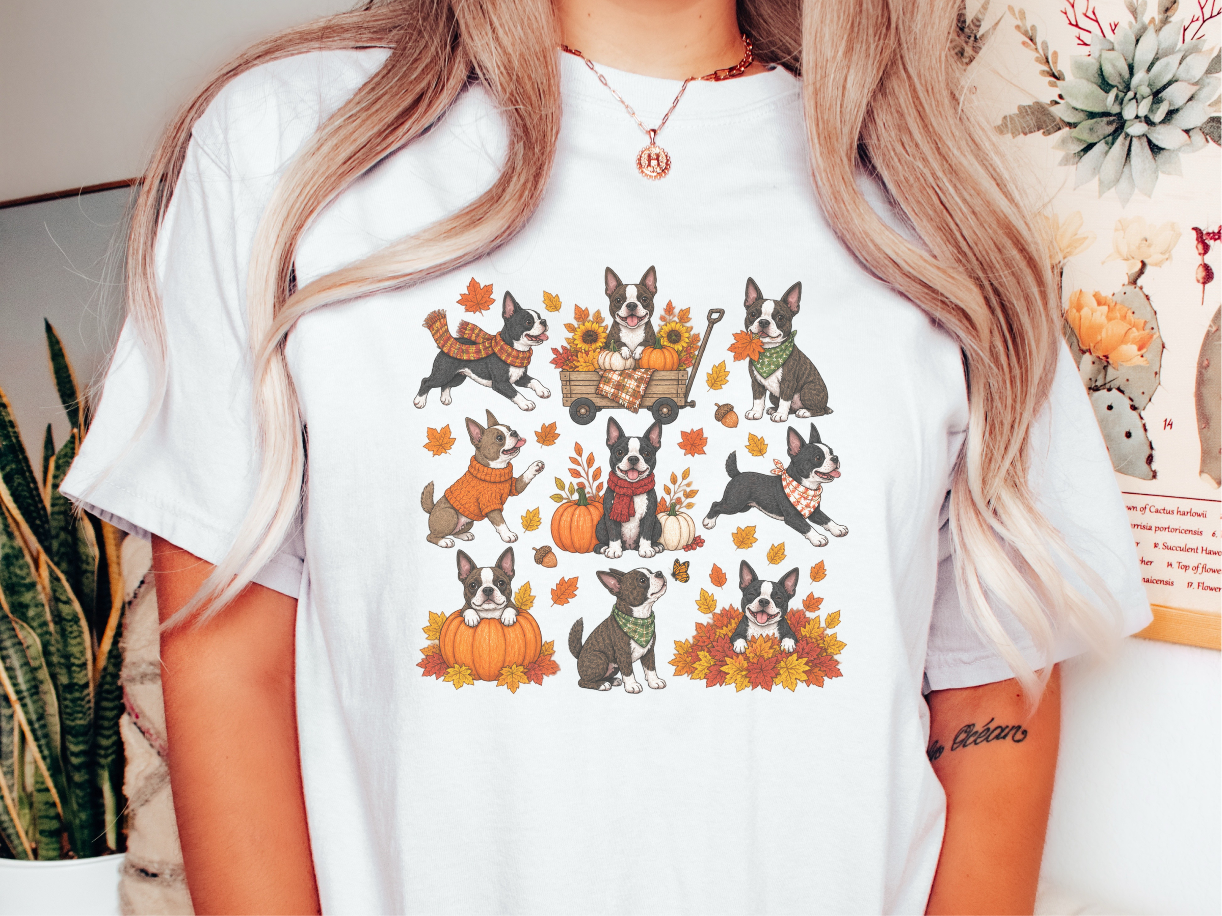 Boston Terriers Fall Activities doodle dog shirt - photo 1