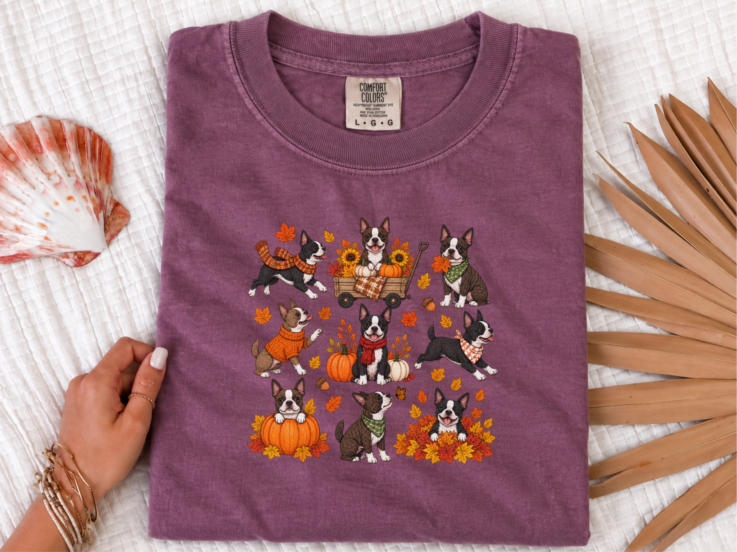 Boston Terriers Fall Activities doodle dog shirt - photo 7