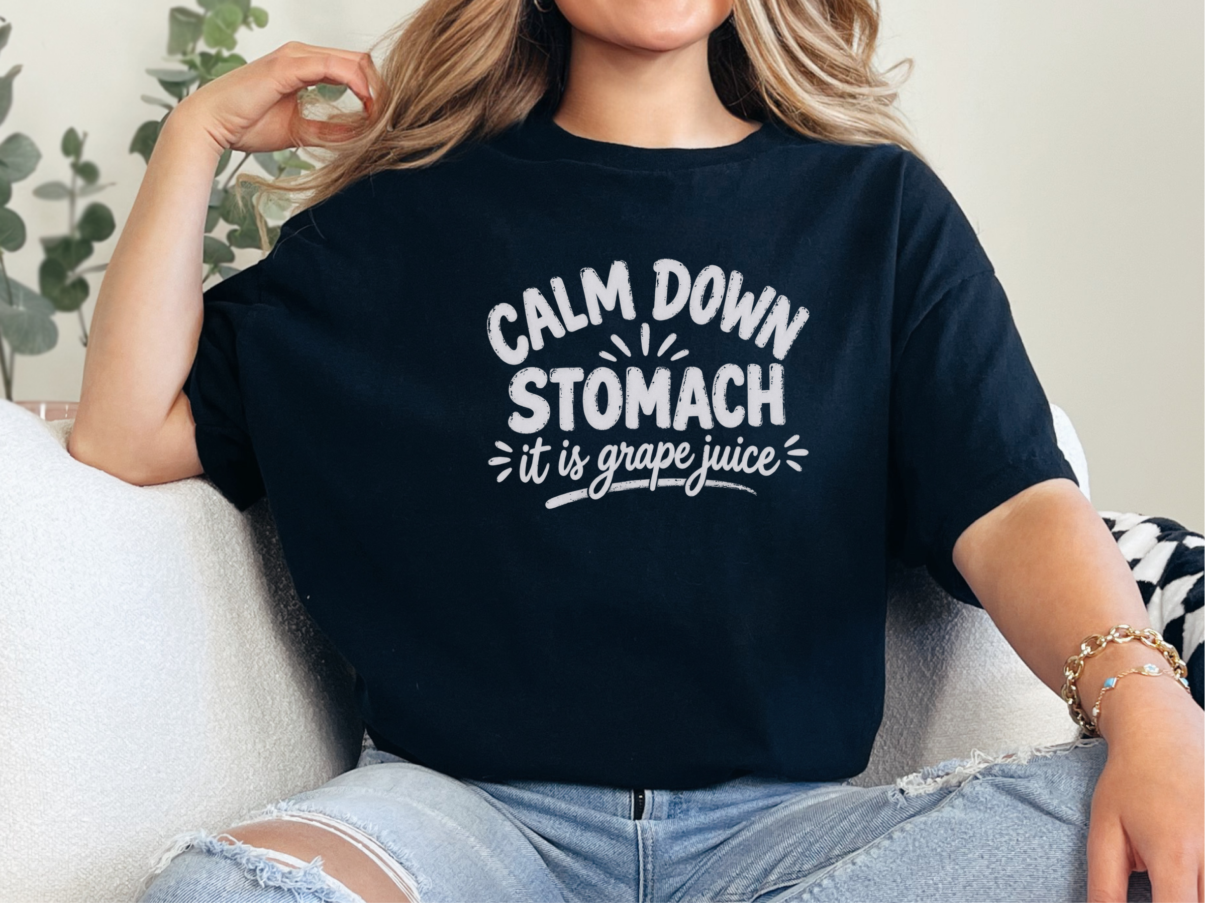 Calm Down Stomach Grape Juice funny shirt - photo 2