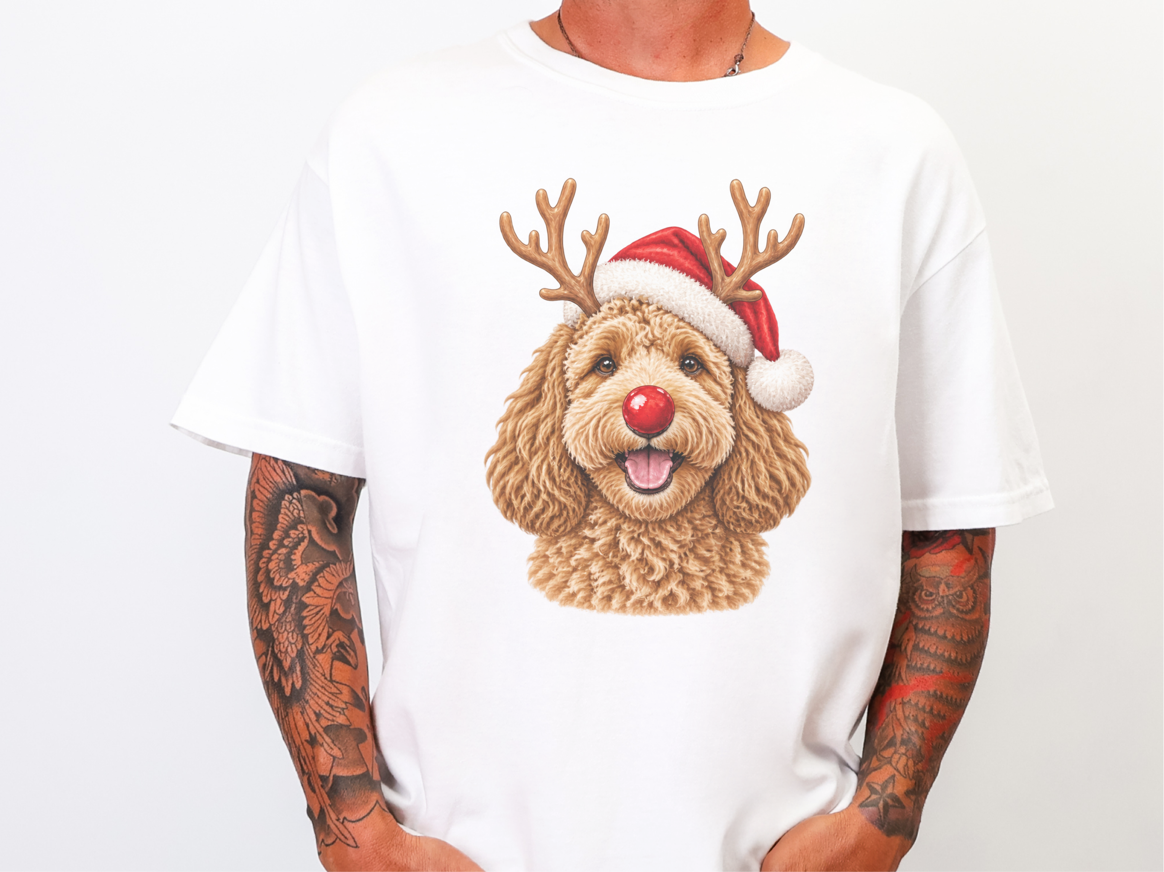 Christmas Reindeer Cockapoo Portrait doodle dog shirt - photo 2