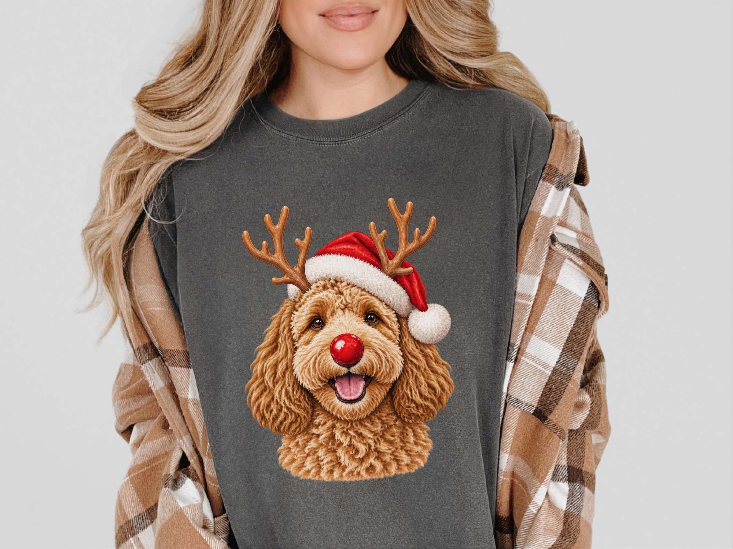 Christmas Reindeer Cockapoo Portrait doodle dog shirt - photo 7