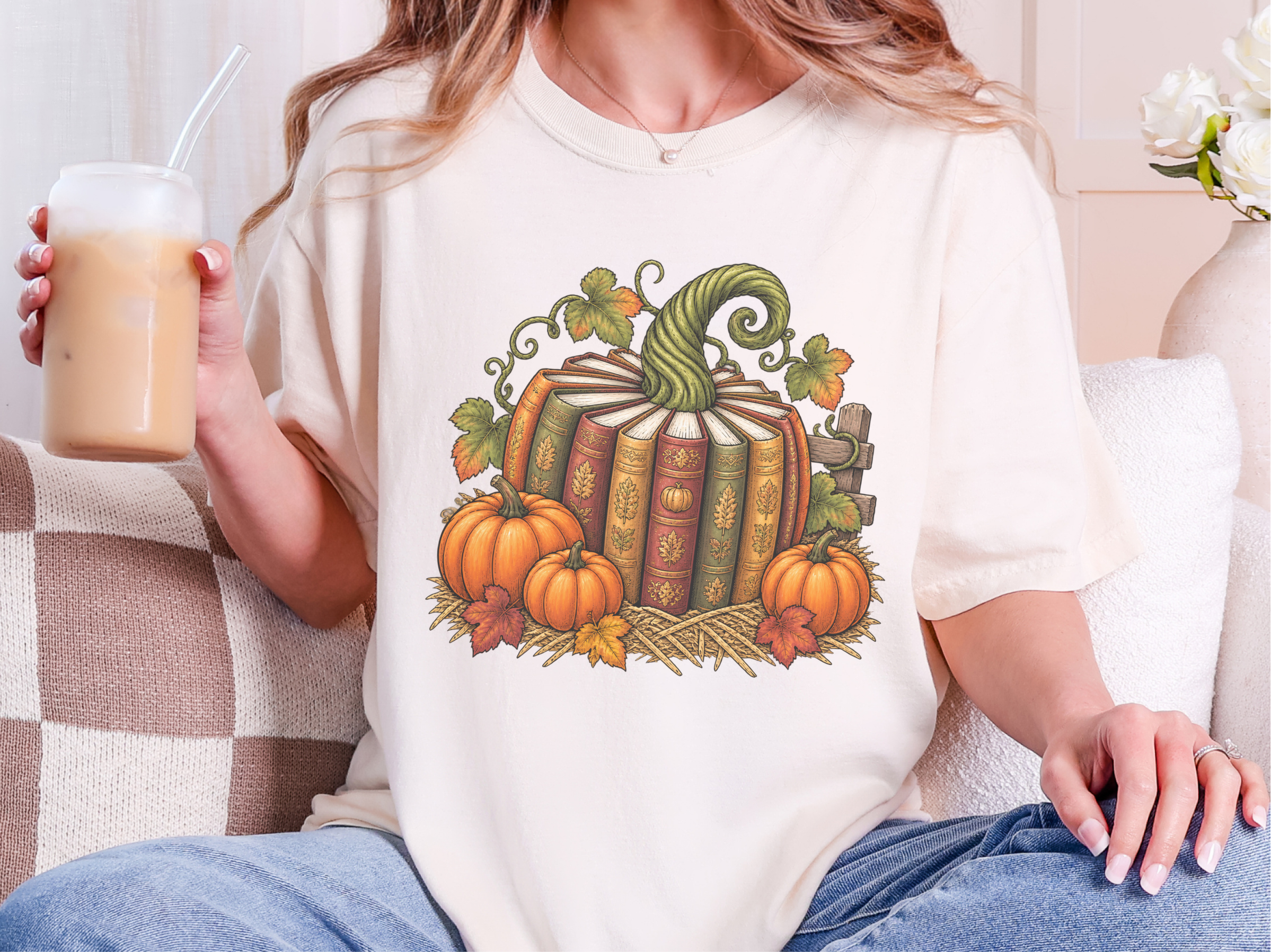 Vintage Book Spine Pumpkin funny shirt - photo 7
