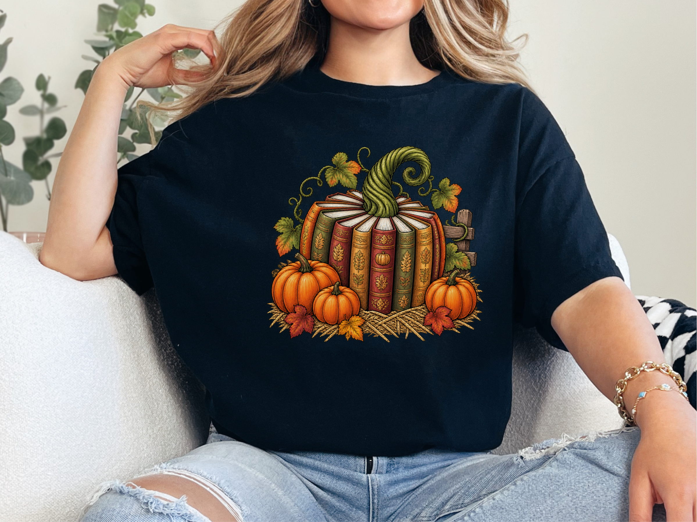 Vintage Book Spine Pumpkin funny shirt - photo 3