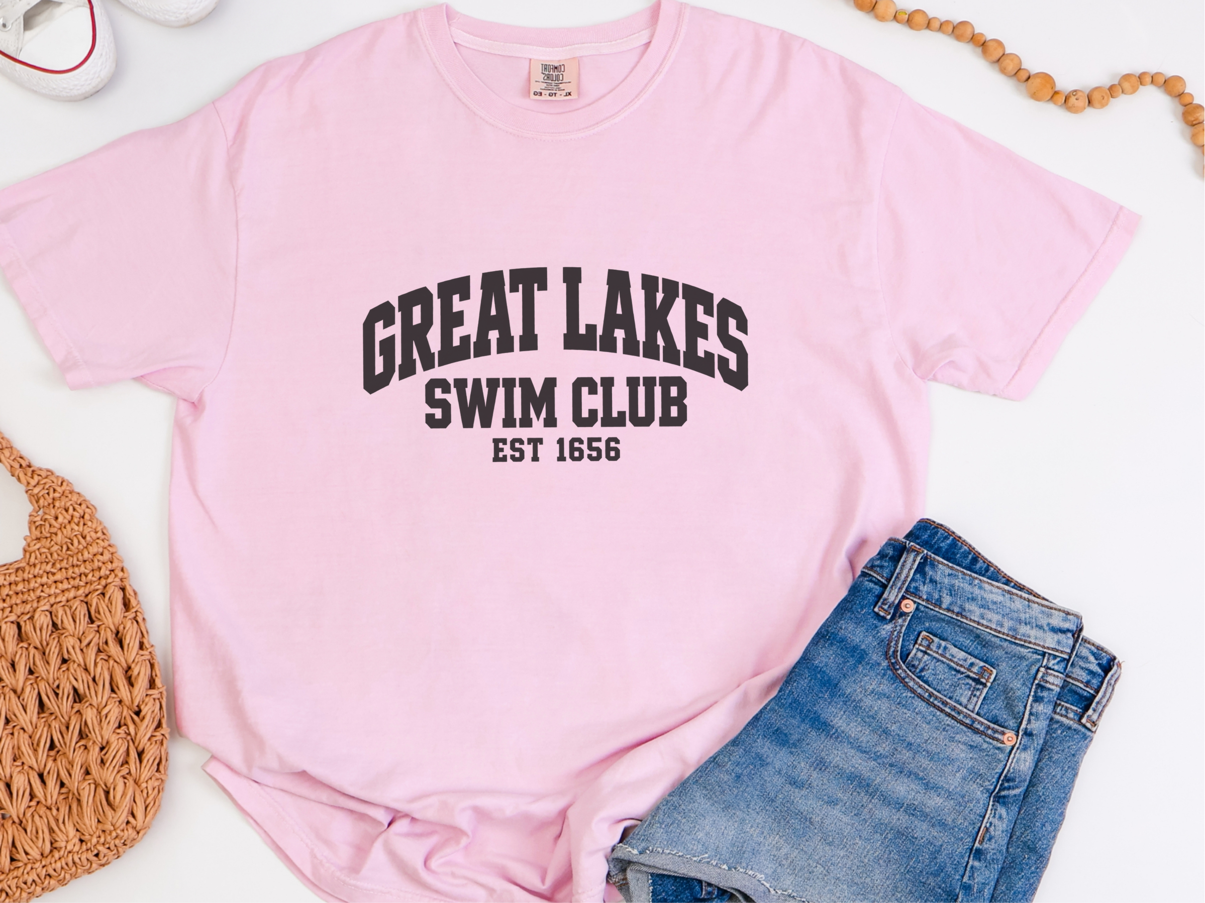 Great Lakes Swim Club 1656 Vintage Varsity Swim Team Tee Shirt