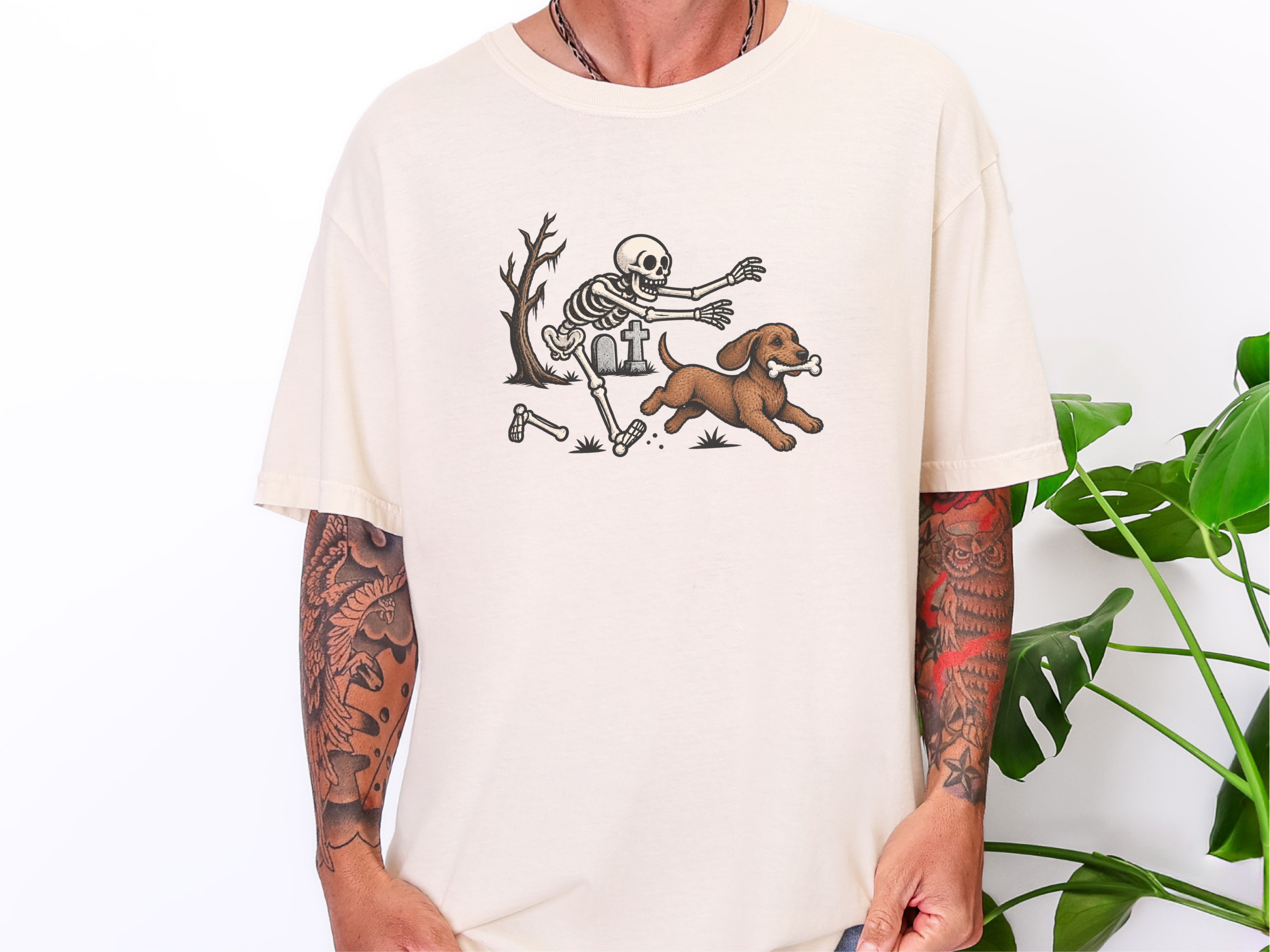 Dachshund Skeleton Bone Chase doodle dog shirt - photo 8