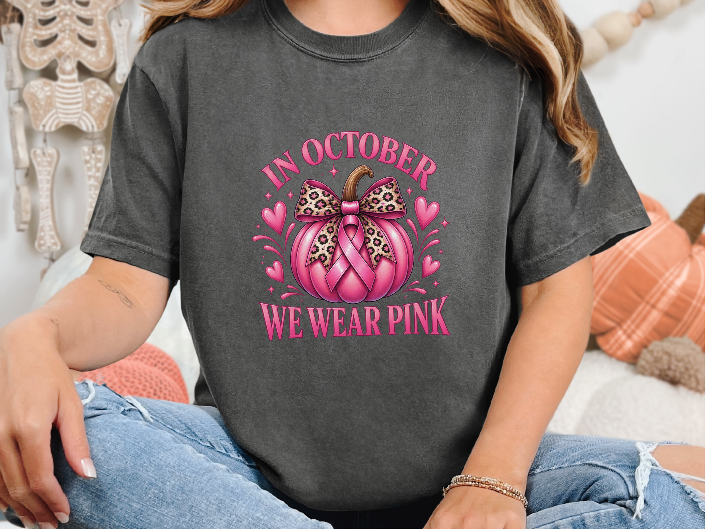 Pink Pumpkin Leopard Bow Ribbon funny shirt - photo 5