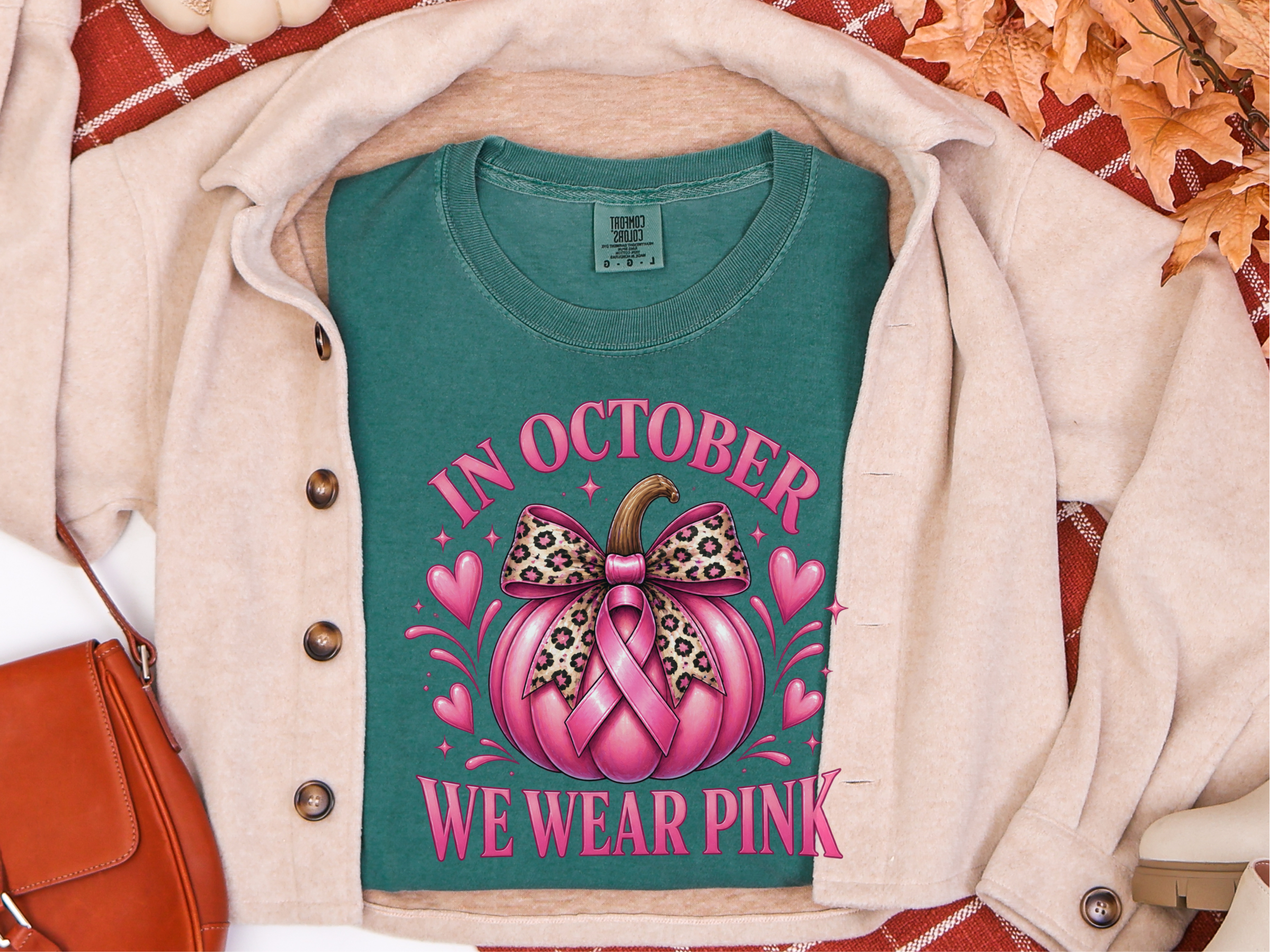 Pink Pumpkin Leopard Bow Ribbon funny shirt - photo 8