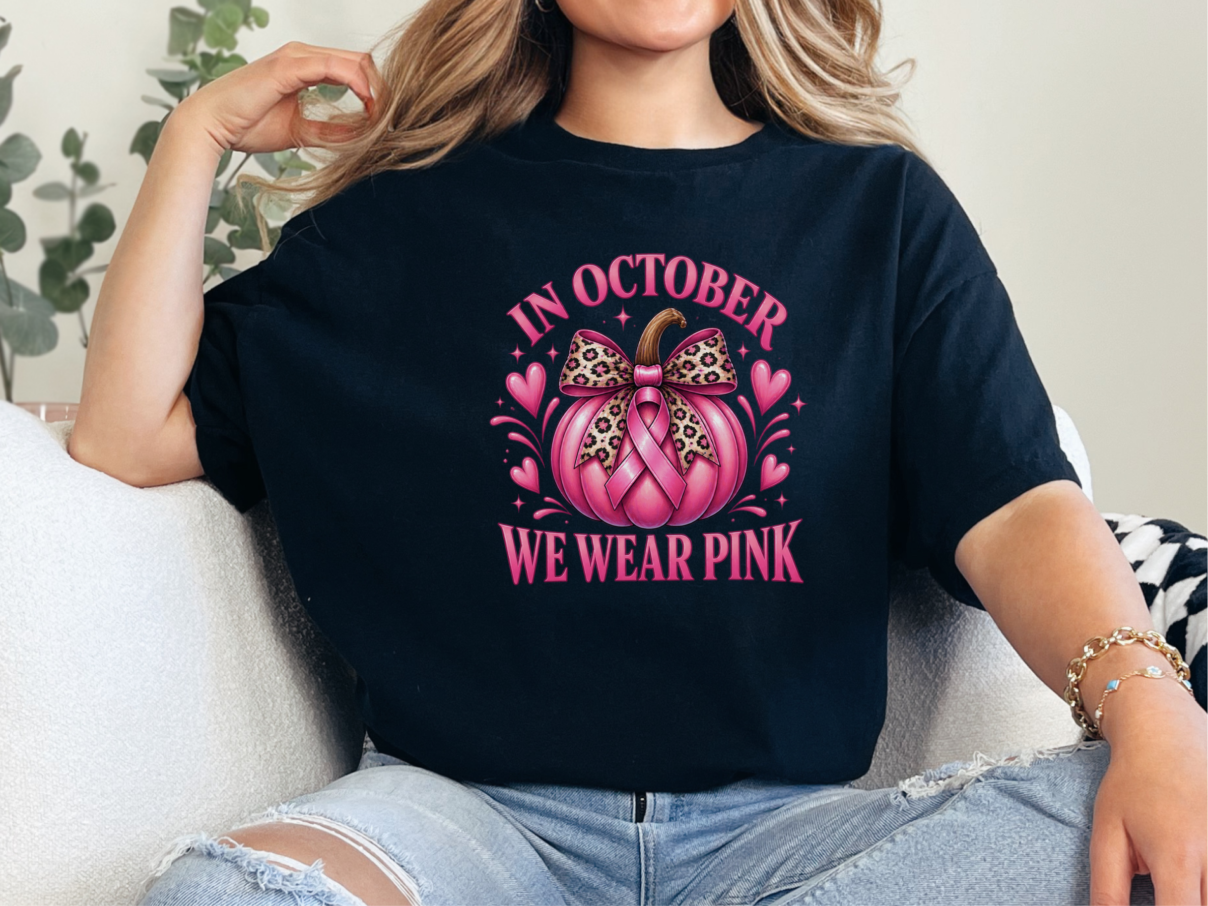 Pink Pumpkin Leopard Bow Ribbon funny shirt - photo 4