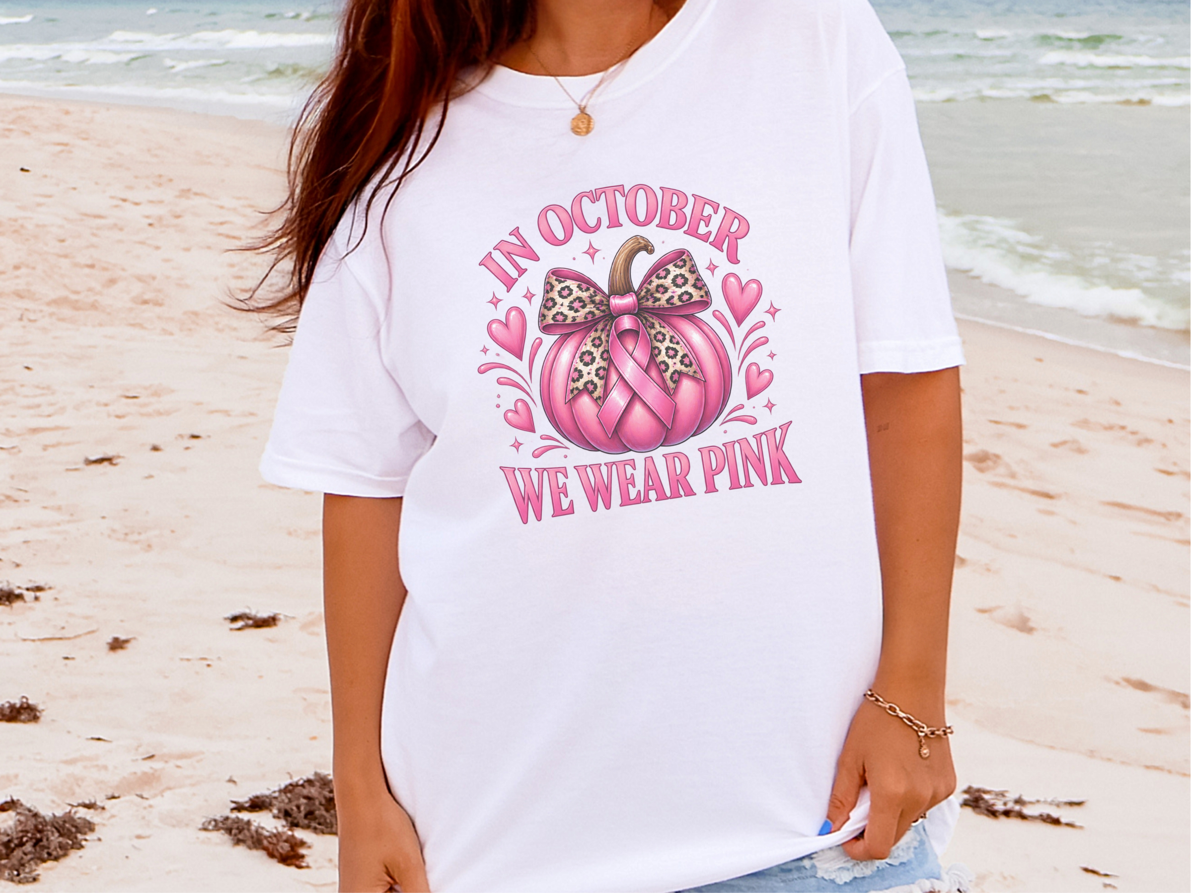 Pink Pumpkin Leopard Bow Ribbon funny shirt - photo 3