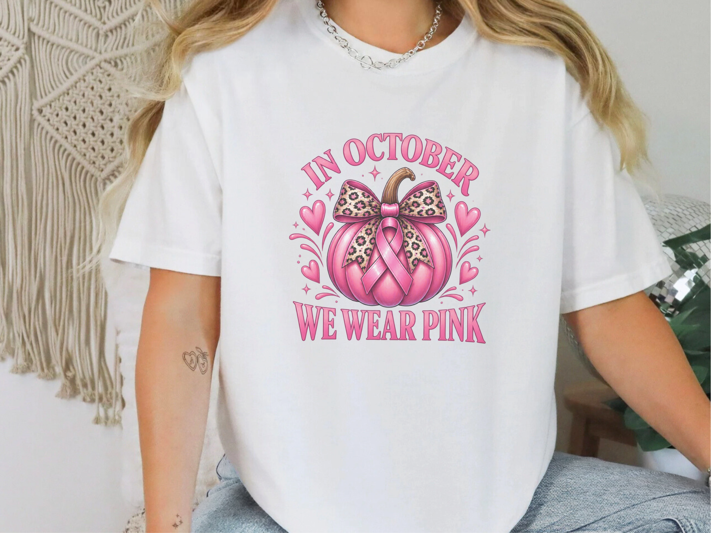 Pink Pumpkin Leopard Bow Ribbon funny shirt - photo 2