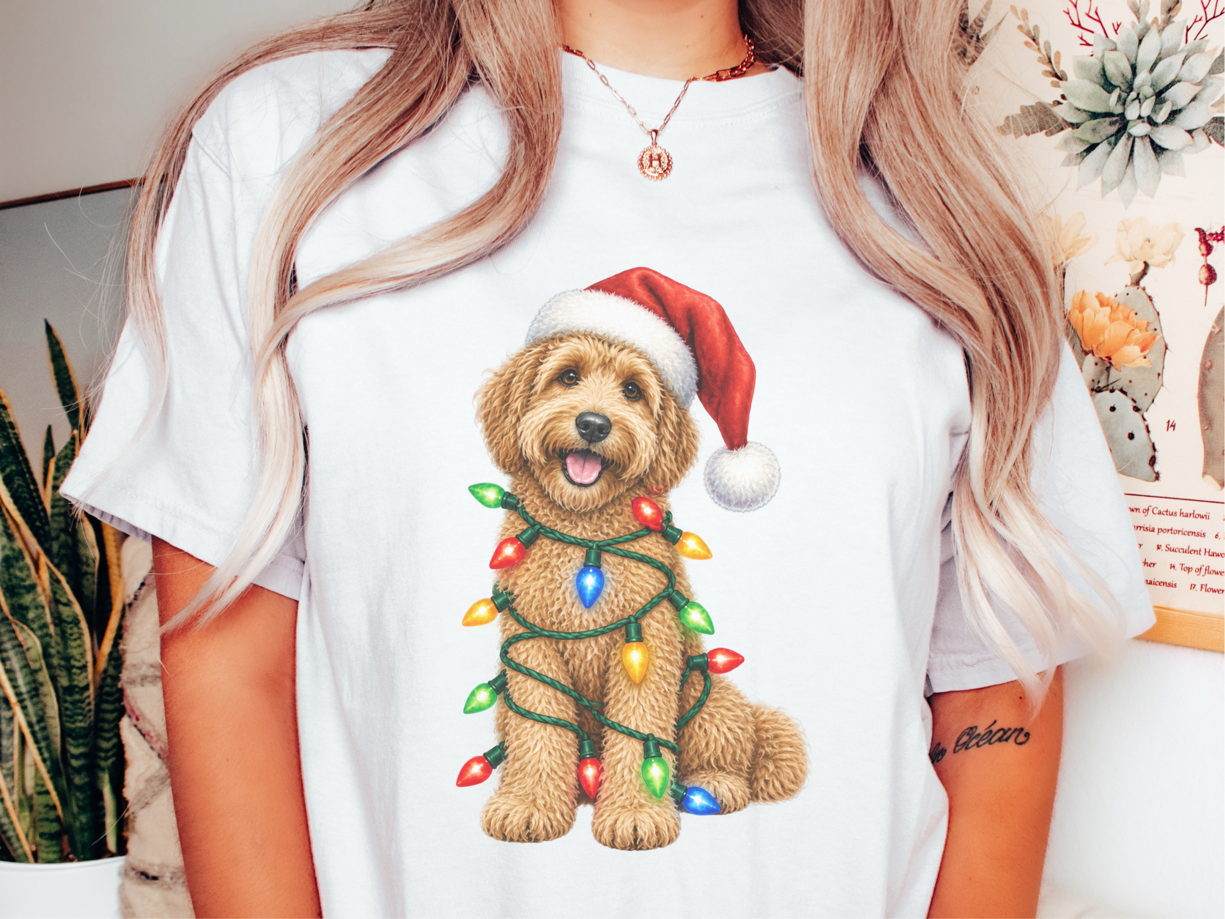 Labradoodle Christmas Lights Santa Hat - photo 1