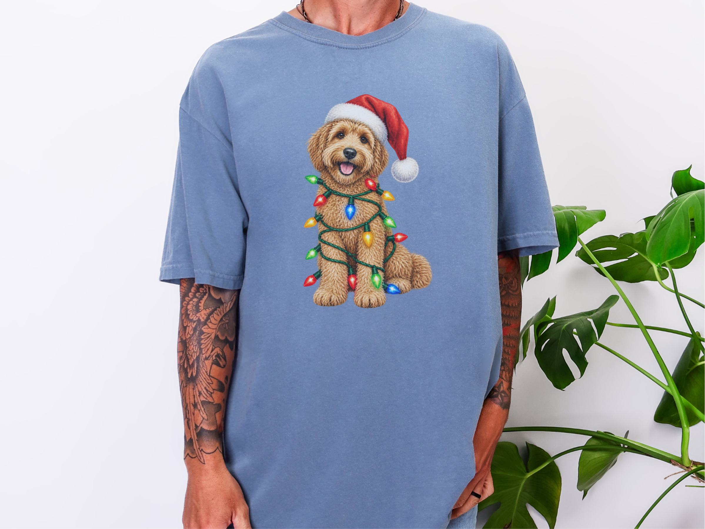 Labradoodle Christmas Lights Santa Hat - photo 7