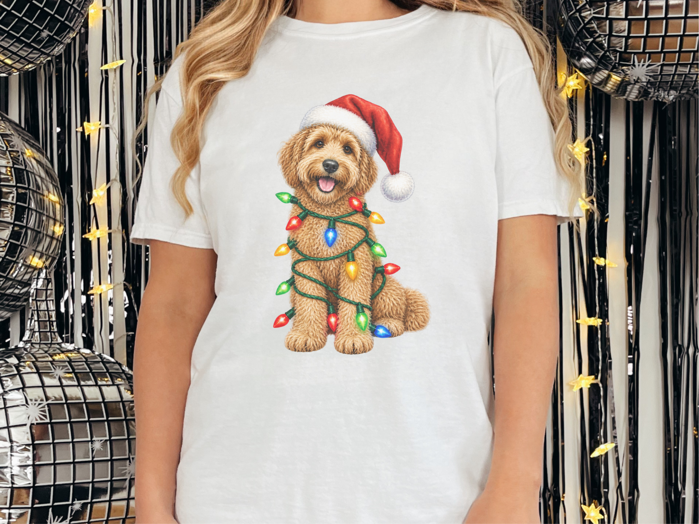 Labradoodle Christmas Lights Santa Hat - photo 2