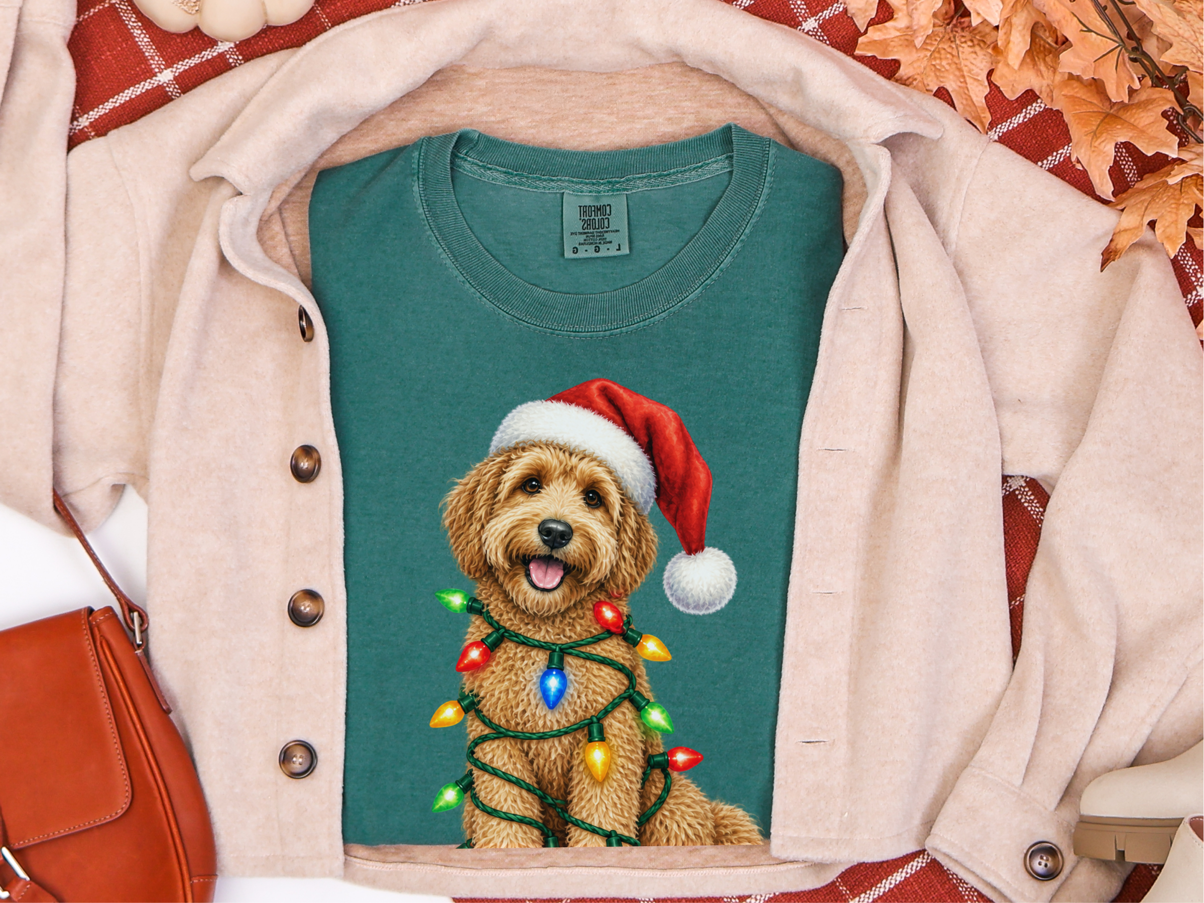 Labradoodle Christmas Lights Santa Hat - photo 8