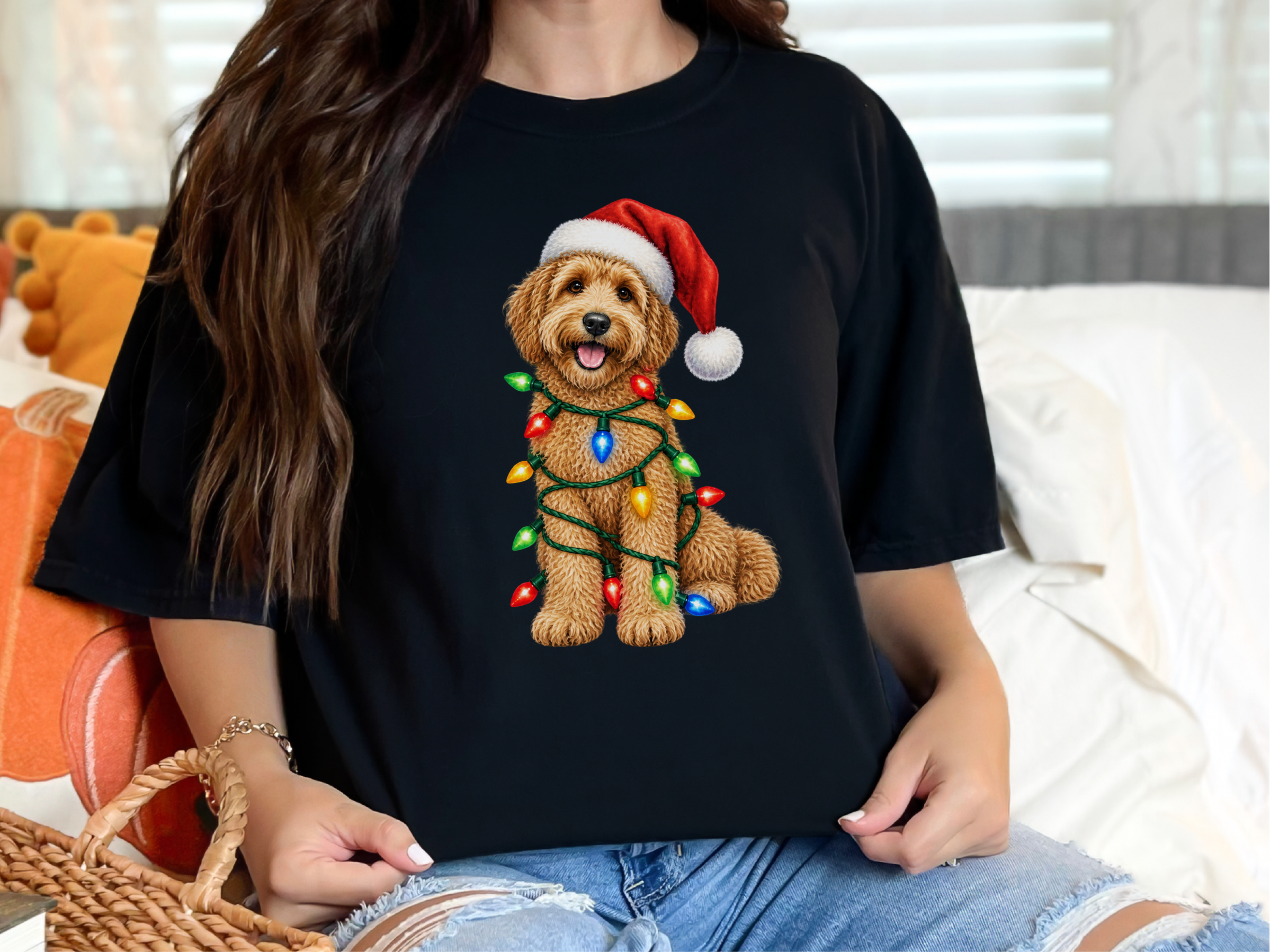 Labradoodle Christmas Lights Santa Hat - photo 3