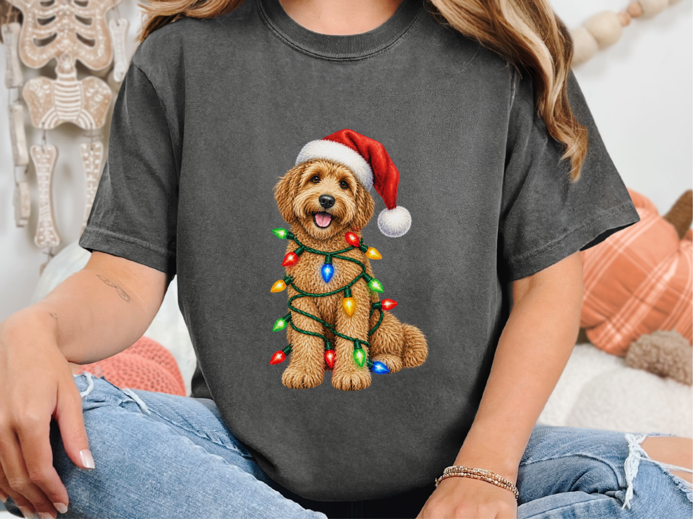 Labradoodle Christmas Lights Santa Hat - photo 4