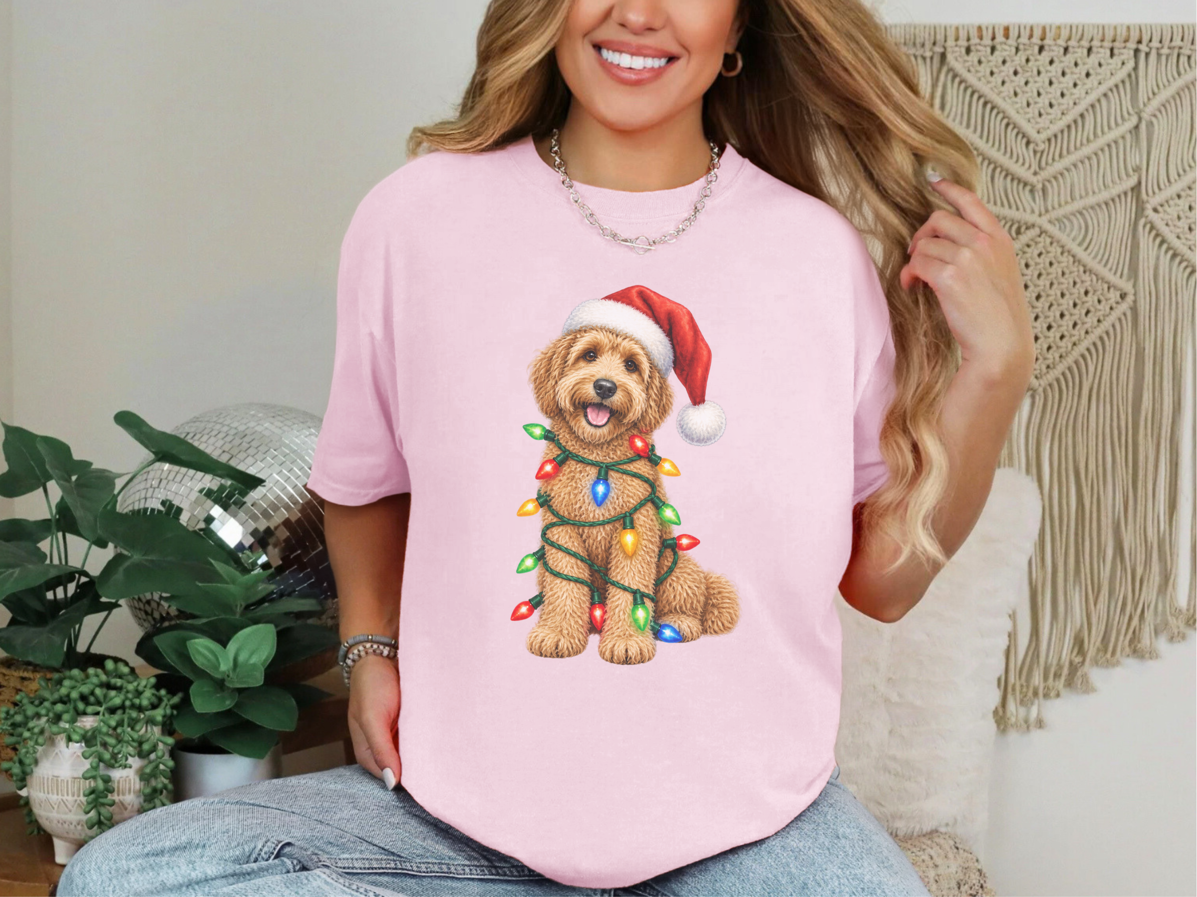 Labradoodle Christmas Lights Santa Hat - photo 5