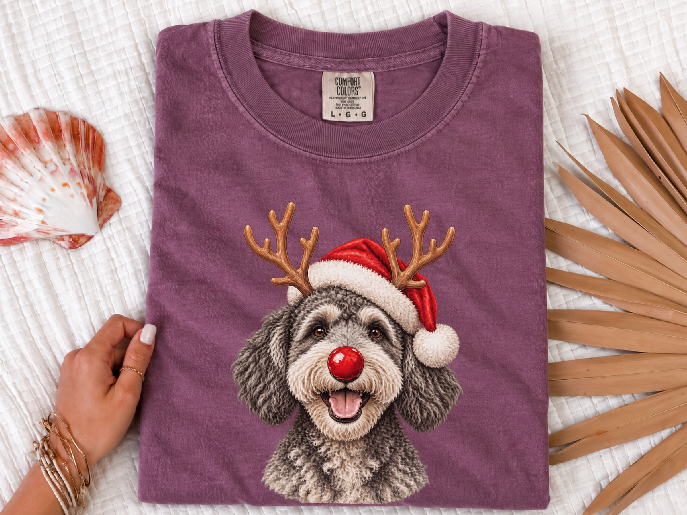 Schnoodle Reindeer Red Nose doodle dog shirt - photo 5