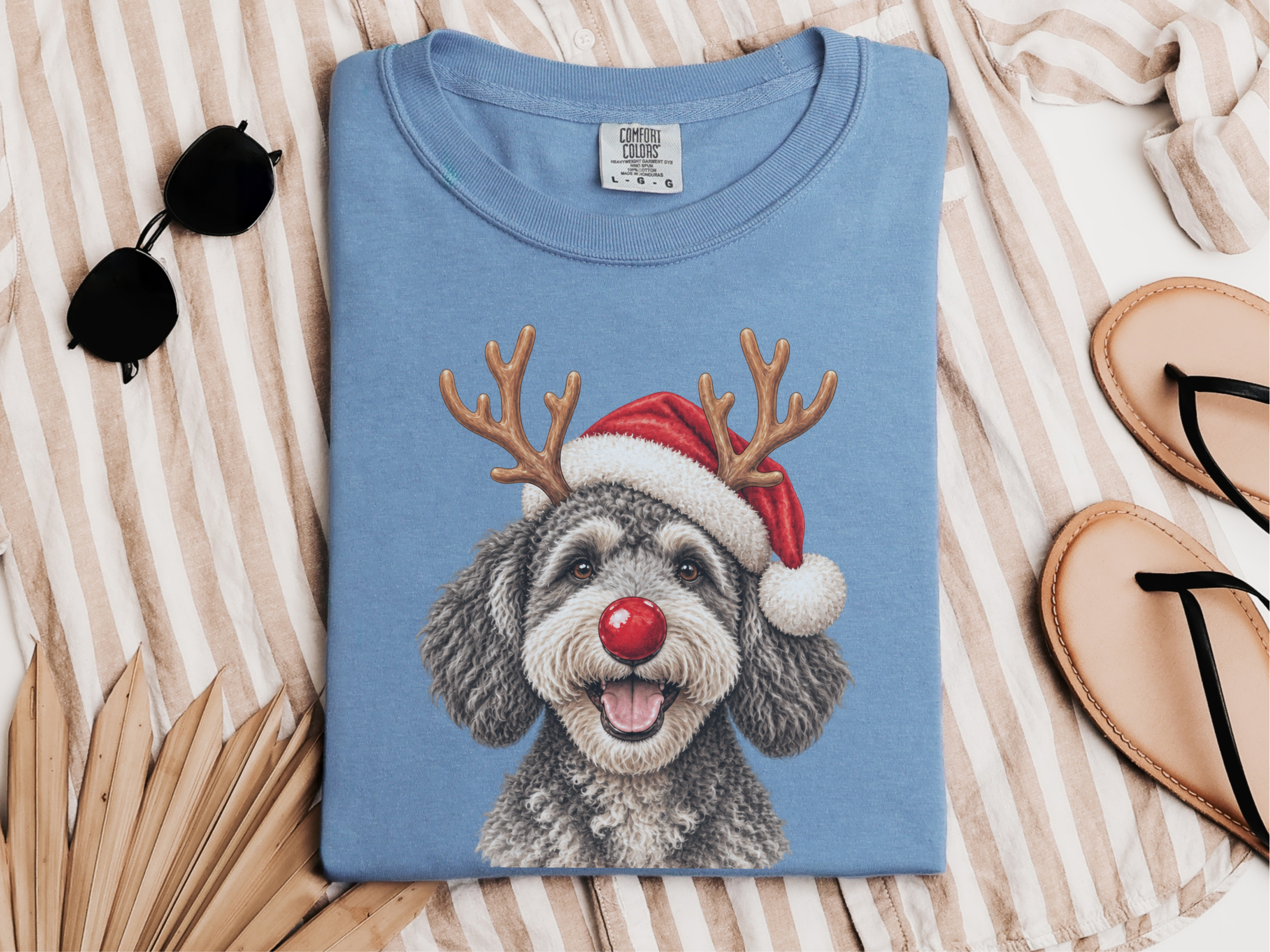 Schnoodle Reindeer Red Nose doodle dog shirt - photo 6