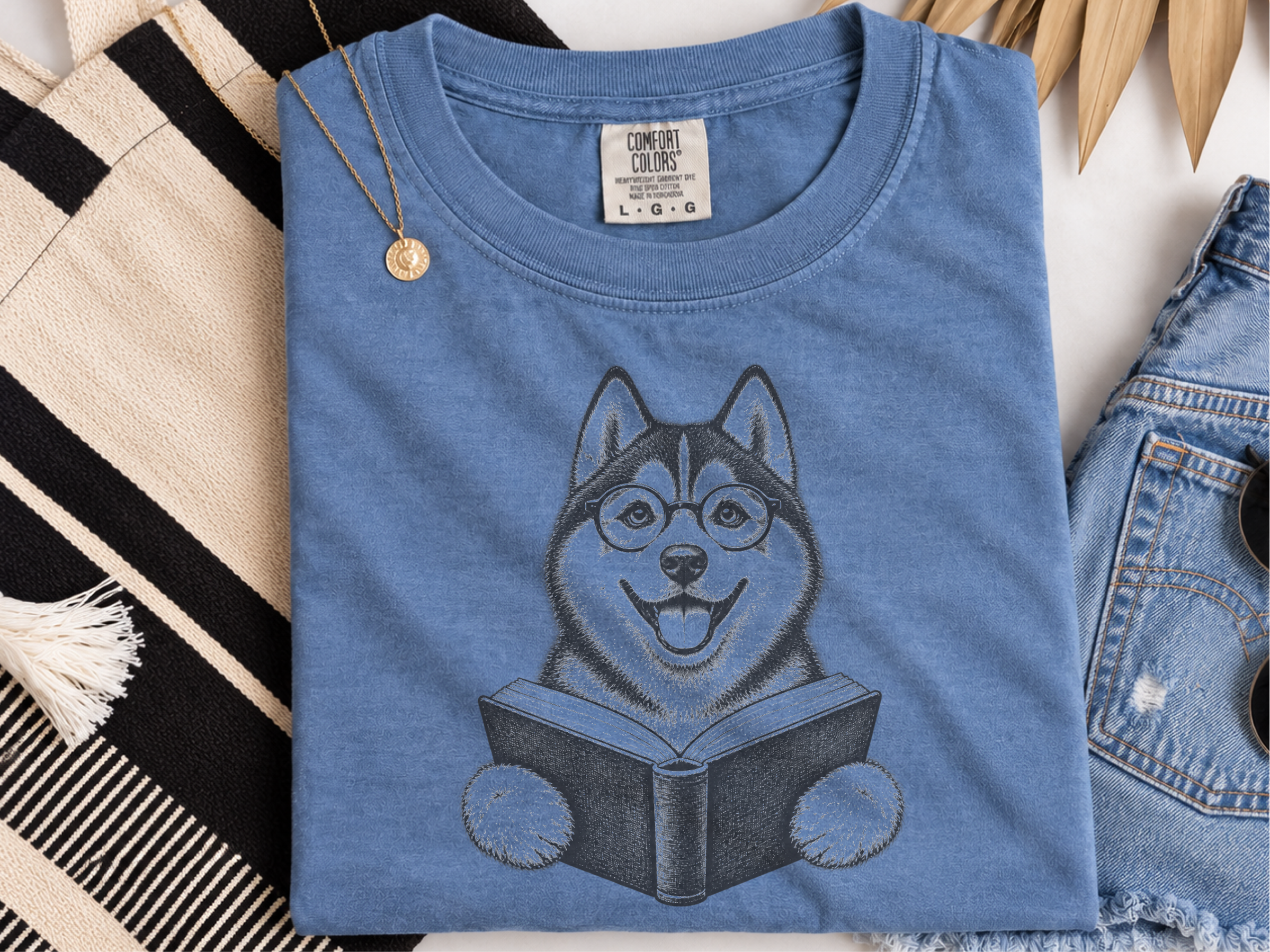 Husky Reading A Book doodle dog shirt - photo 6