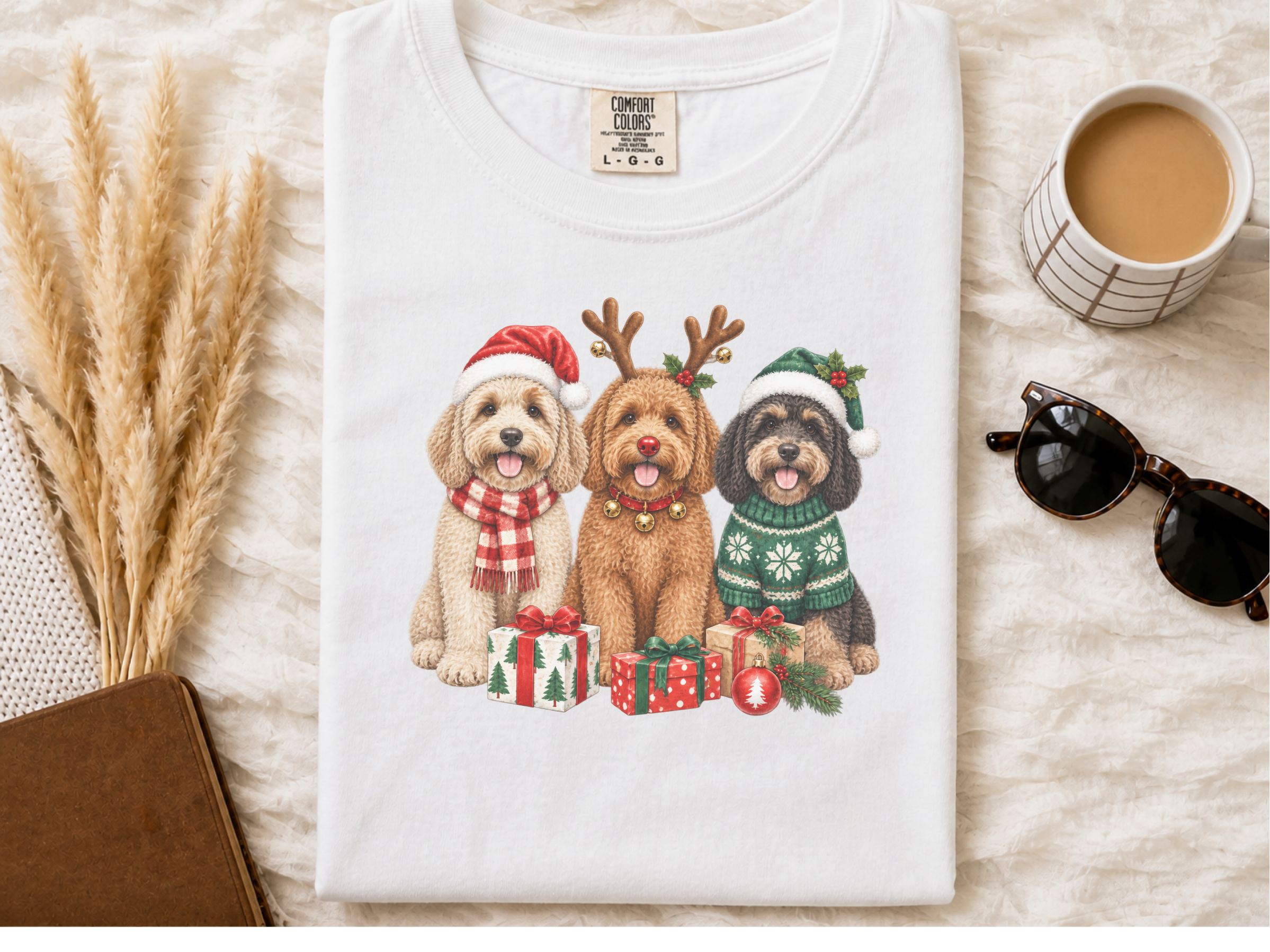 Three Cockapoos Christmas Dogs