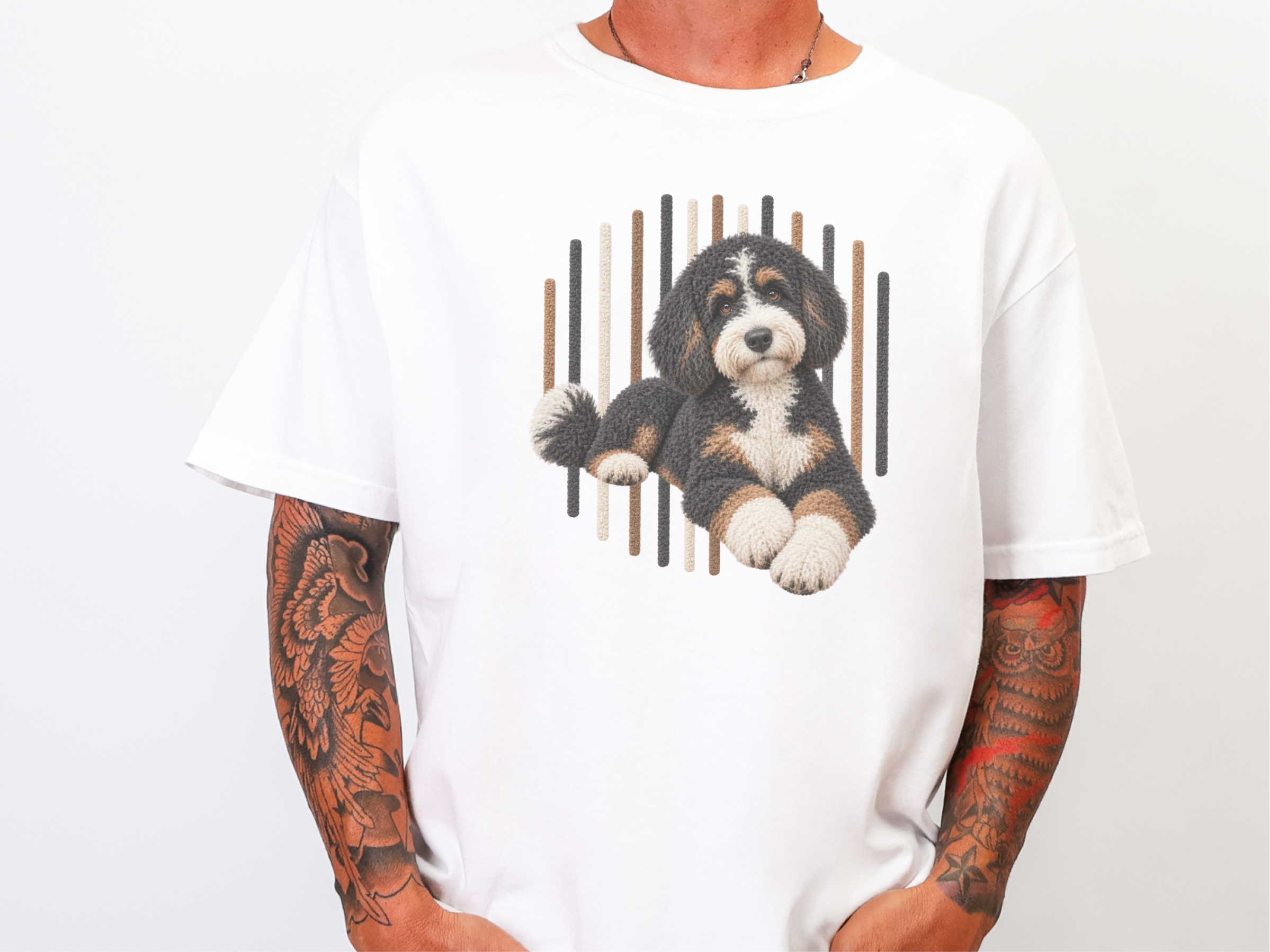Bernedoodle Dog Vertical Lines_2 doodle dog shirt - photo 2