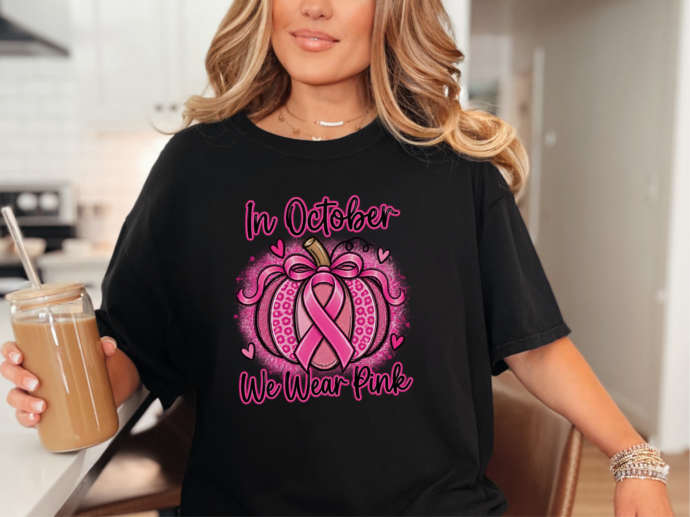 Pink Ribbon Leopard Pumpkin funny shirt - photo 2