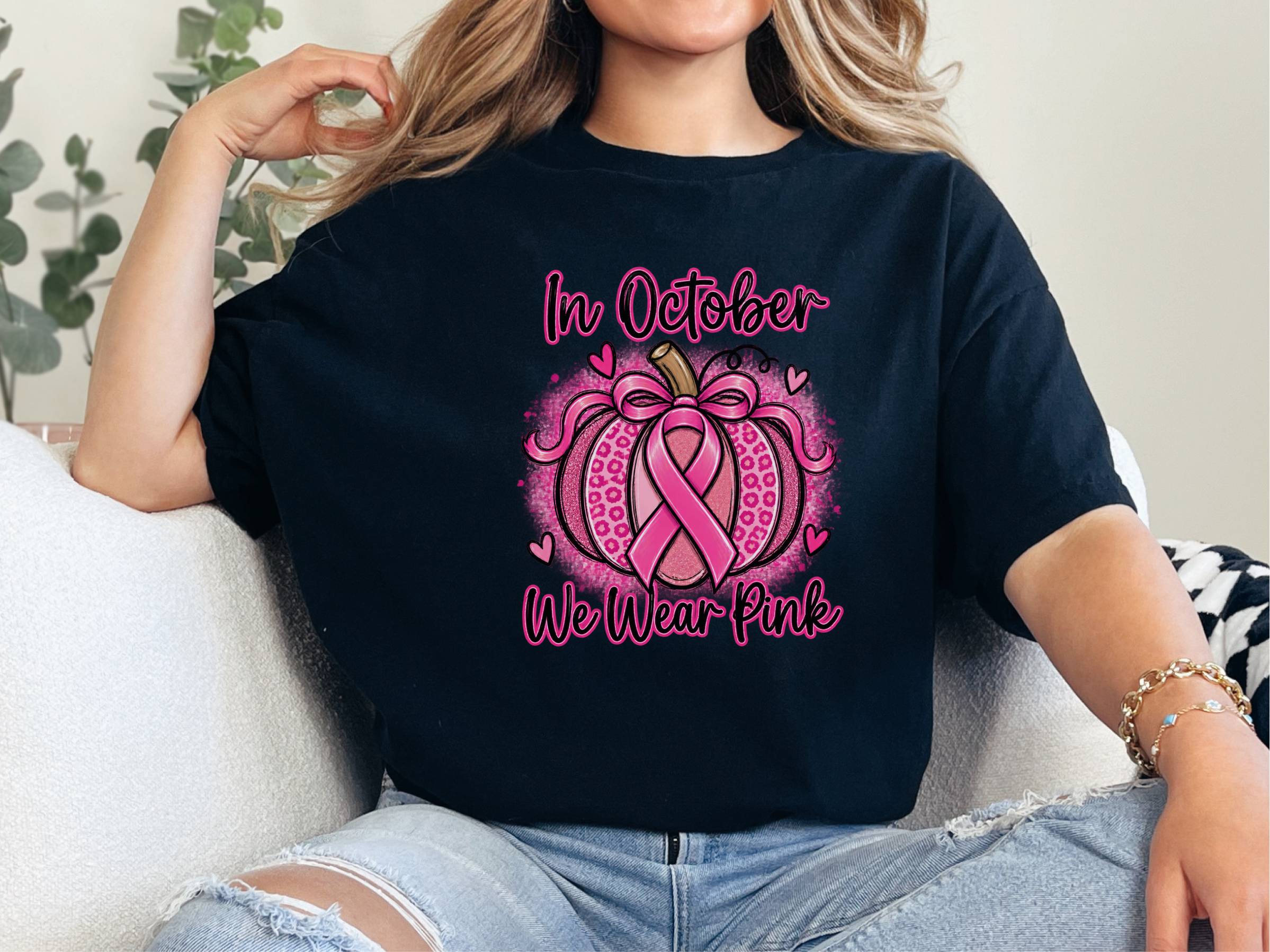 Pink Ribbon Leopard Pumpkin funny shirt - photo 3