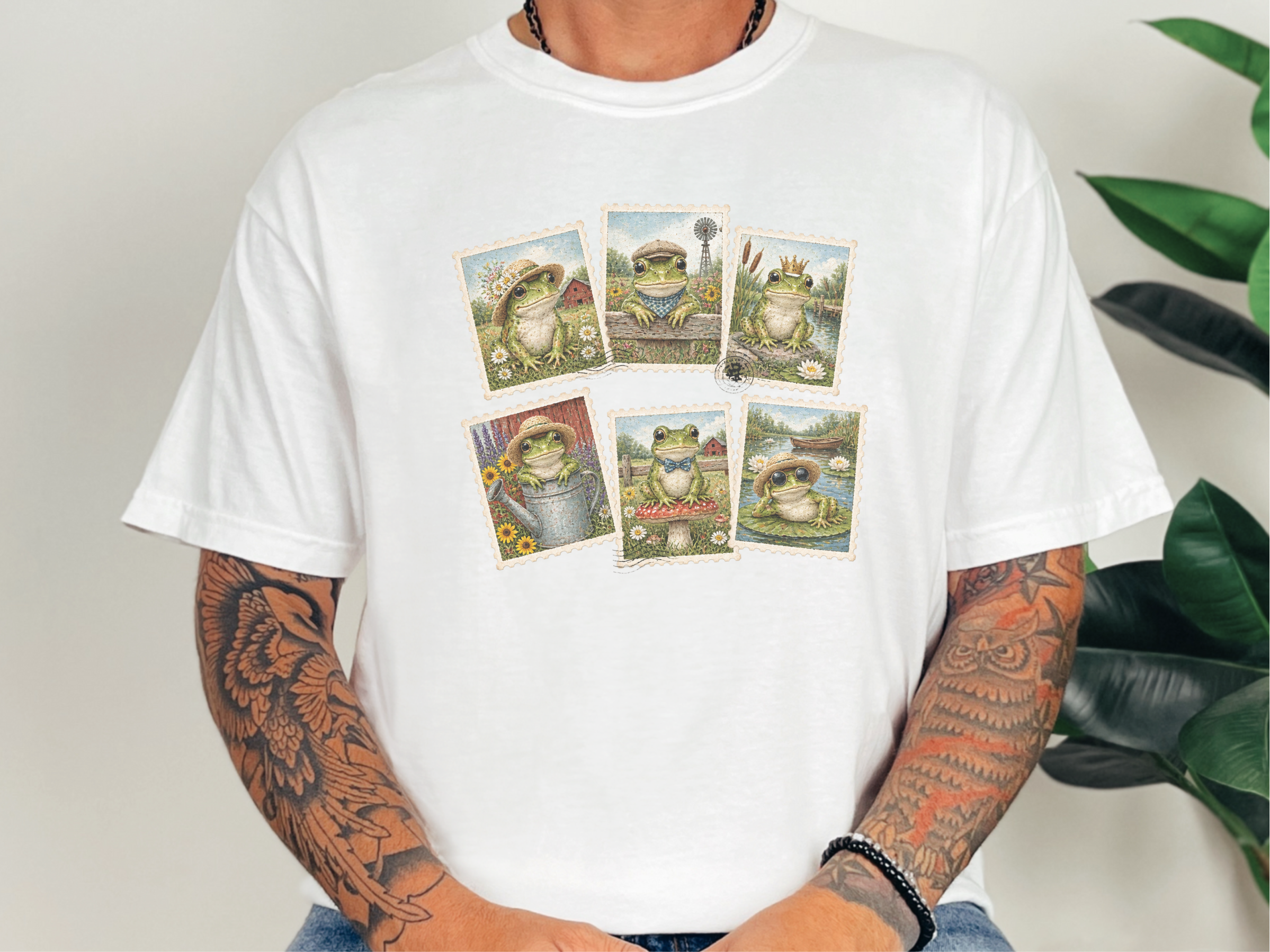 Sir Froggy Vintage Stamps funny shirt - photo 4