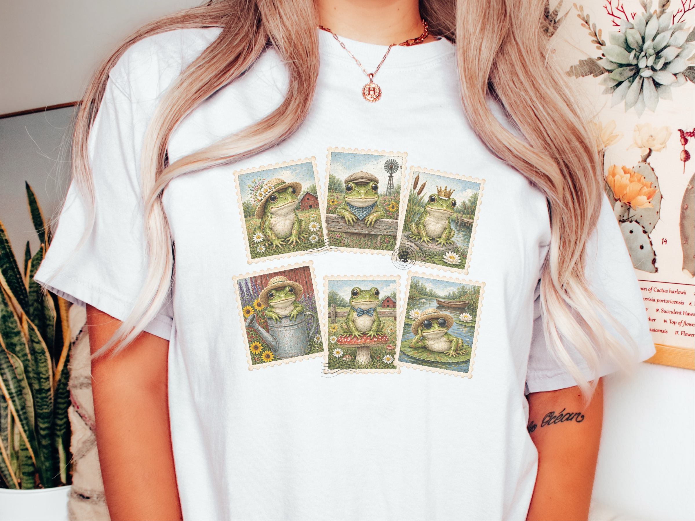 Sir Froggy Vintage Stamps funny shirt - photo 1