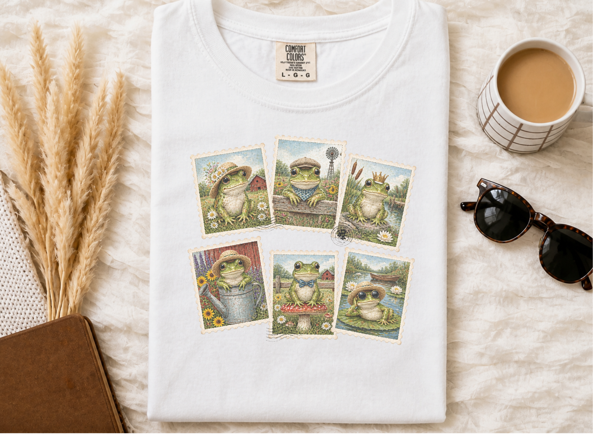 Sir Froggy Vintage Stamps funny shirt - photo 3