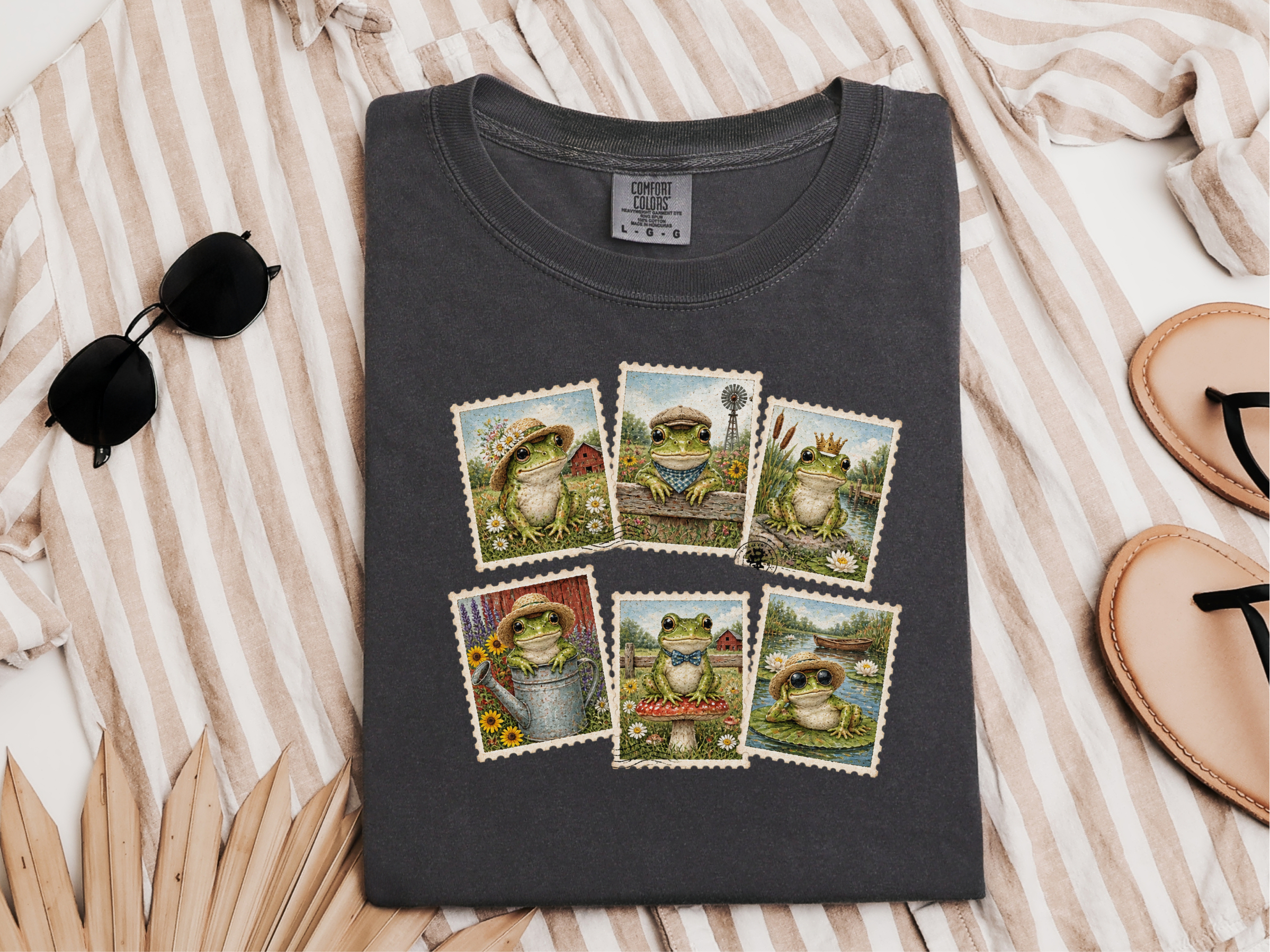 Sir Froggy Vintage Stamps funny shirt - photo 7