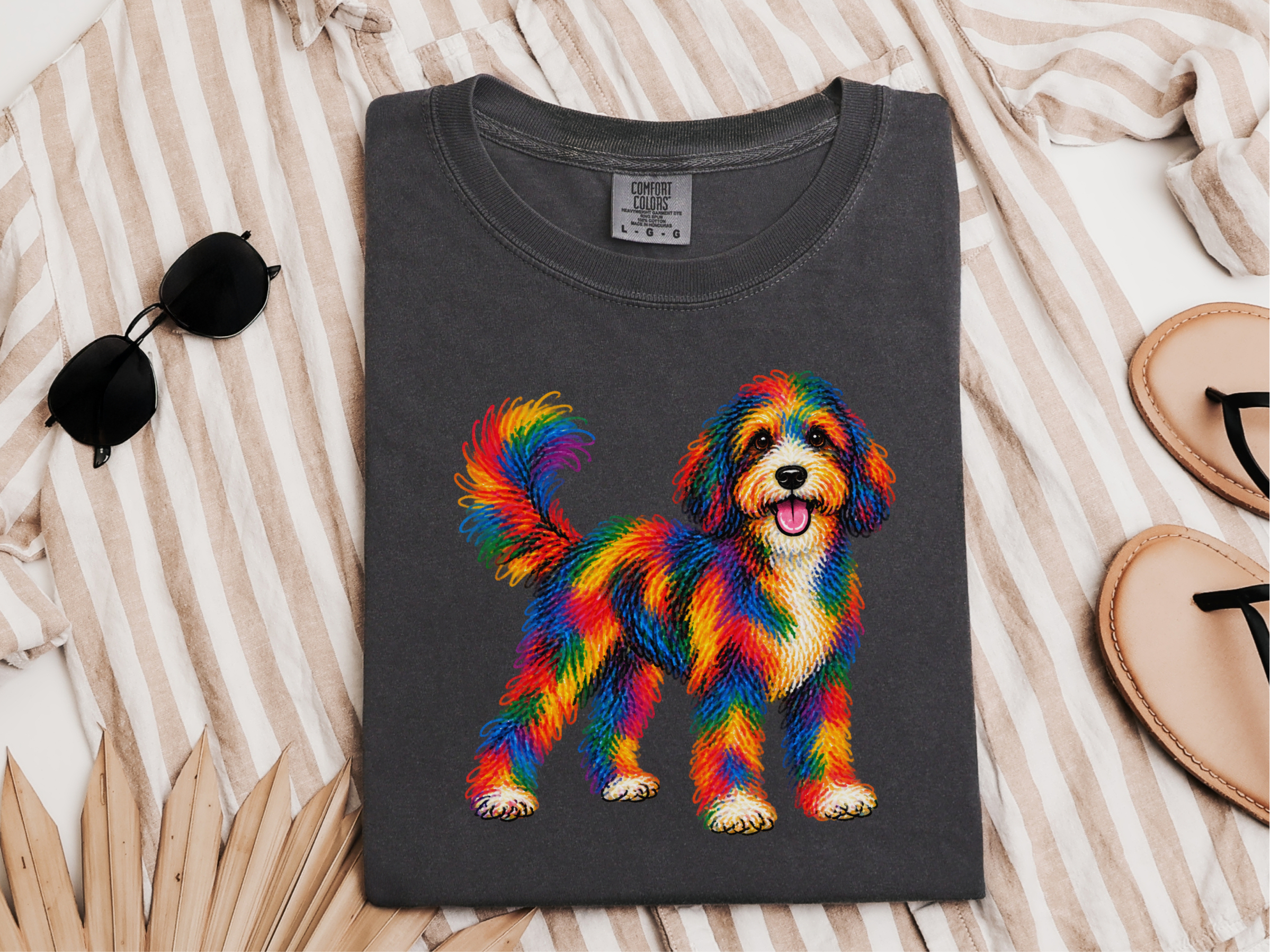 Rainbow Scribble Bernedoodle doodle dog shirt - photo 2