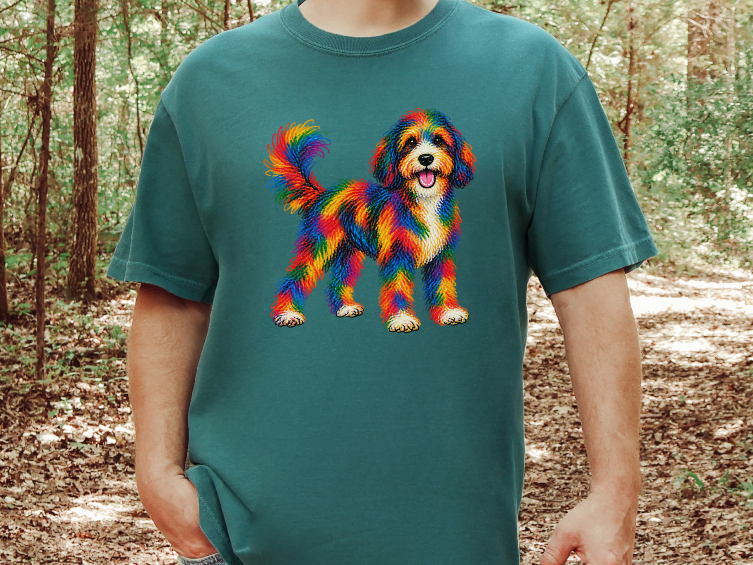 Rainbow Scribble Bernedoodle doodle dog shirt - photo 8