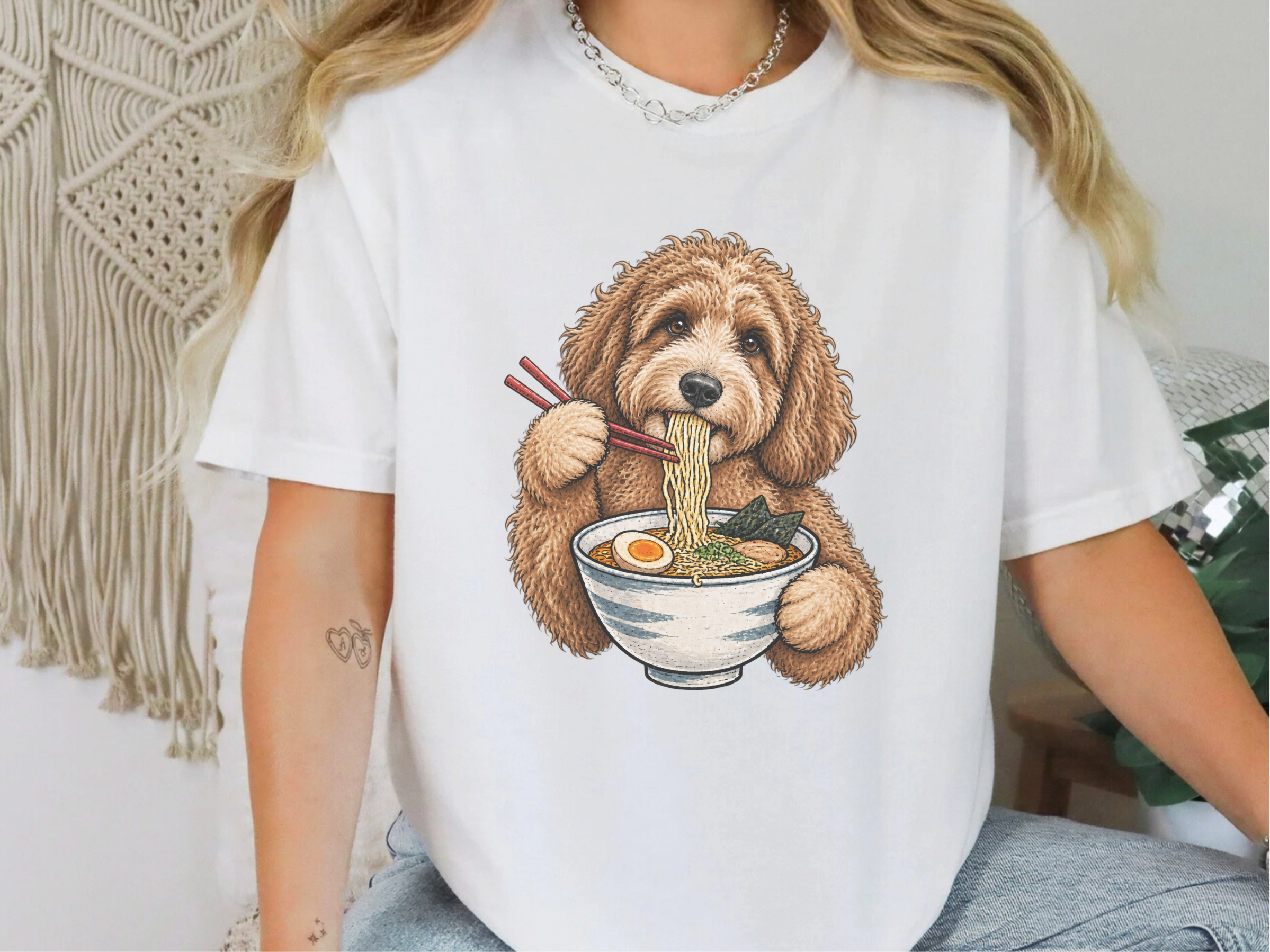 Labradoodle Eating Ramen Bowl doodle dog shirt - photo 1